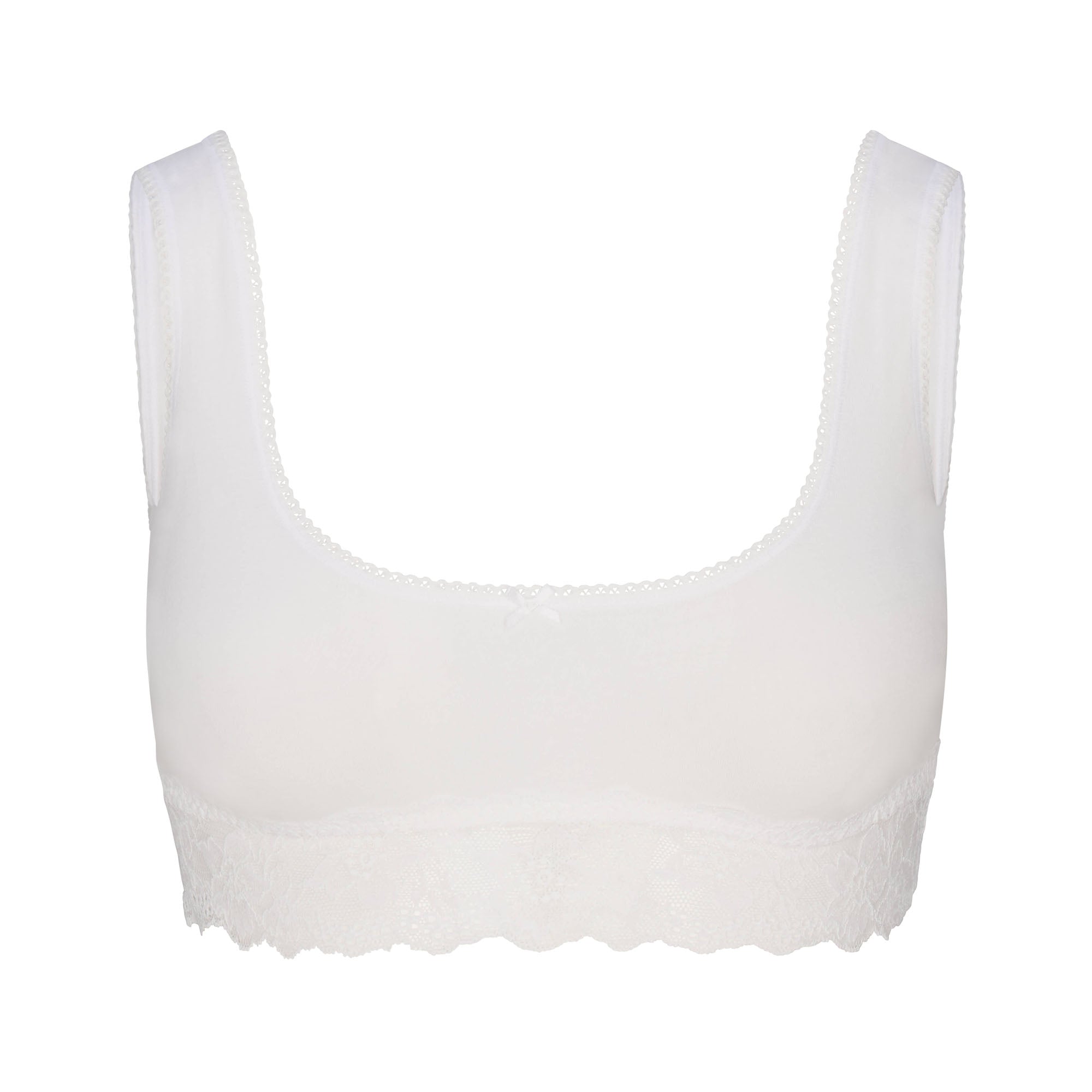 SKIMS LIGHTWEIGHT COTTON LACE SCOOP BRALETTE | SNOW - Mind Türkiye