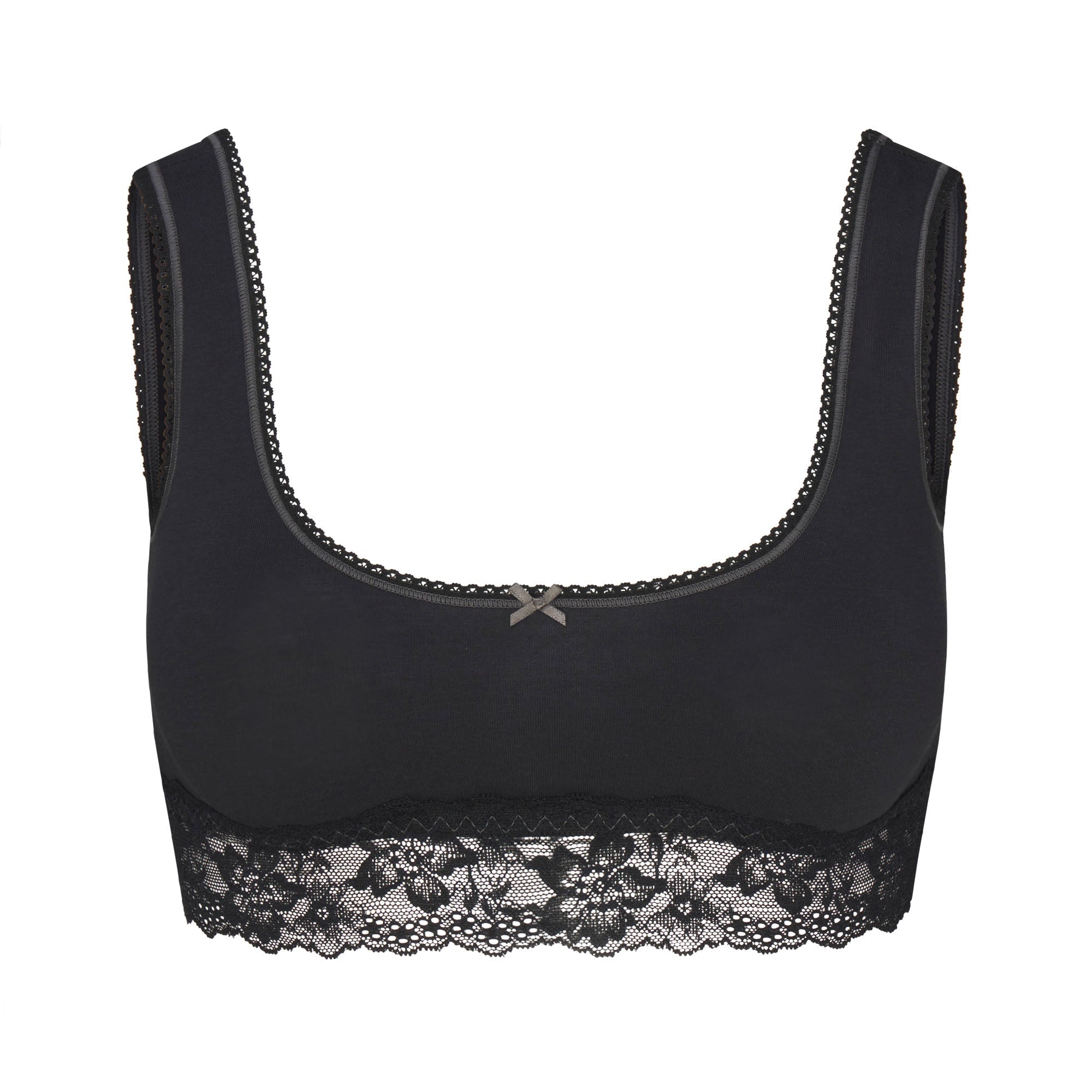 SKIMS LIGHTWEIGHT COTTON LACE SCOOP BRALETTE | SOOT TONAL - Mind Türkiye