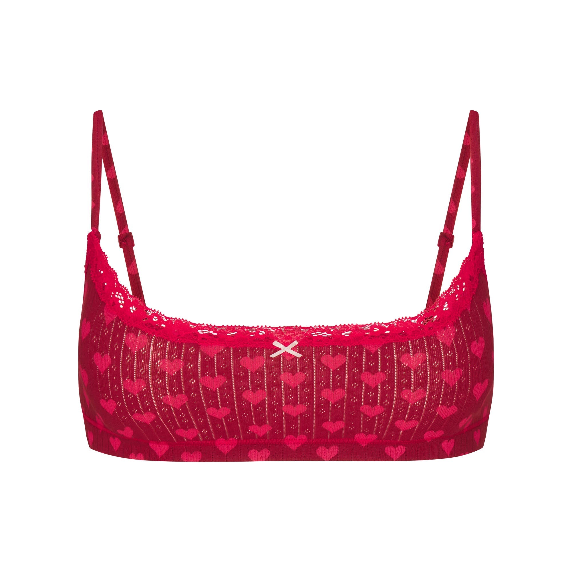 SKIMS LIGHTWEIGHT COTTON POINTELLE SCOOP BRALETTE | BRICK HEART HALFDROP - Mind Türkiye