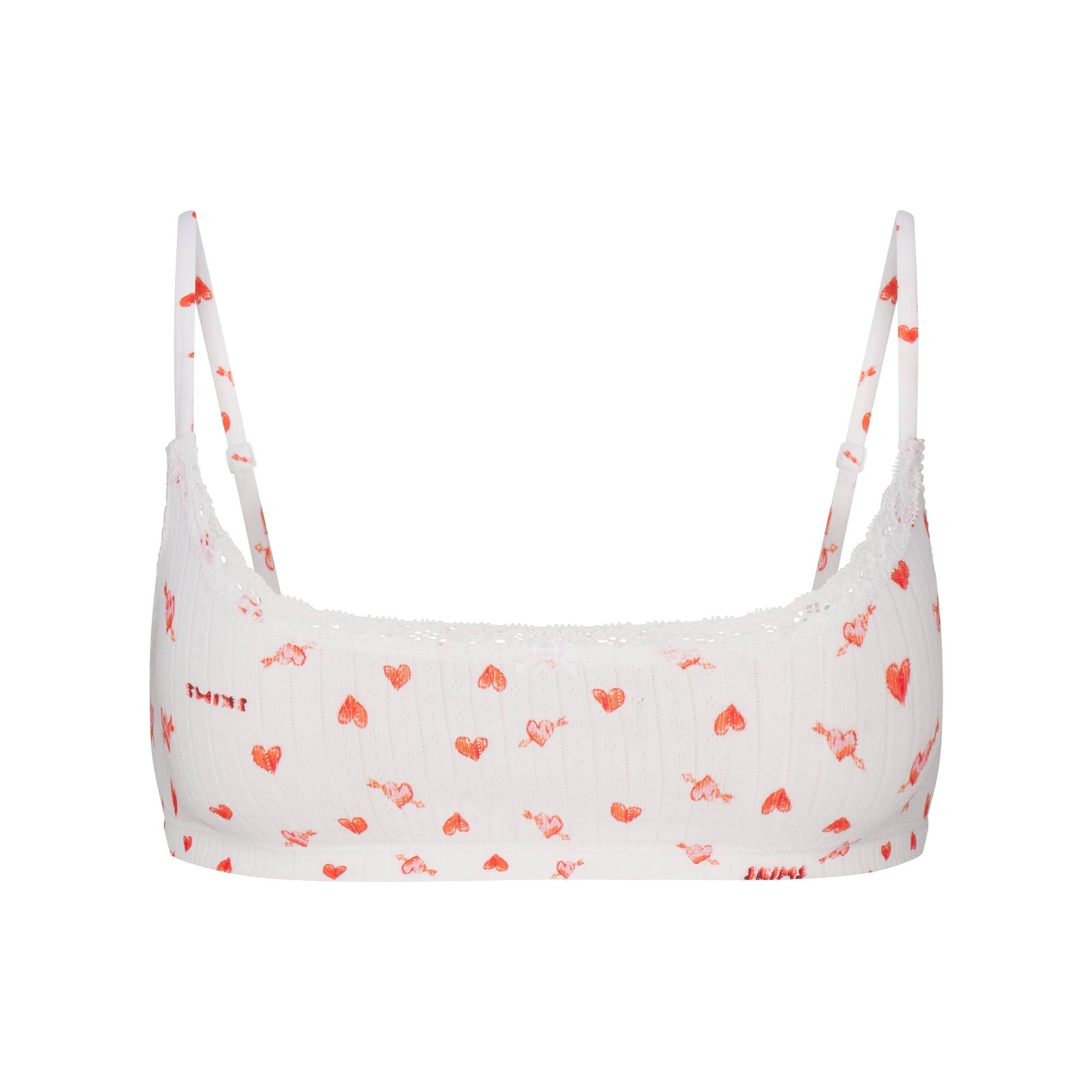 SKIMS LIGHTWEIGHT COTTON POINTELLE SCOOP BRALETTE | SNOW ARROWED HEARTS - Mind Türkiye