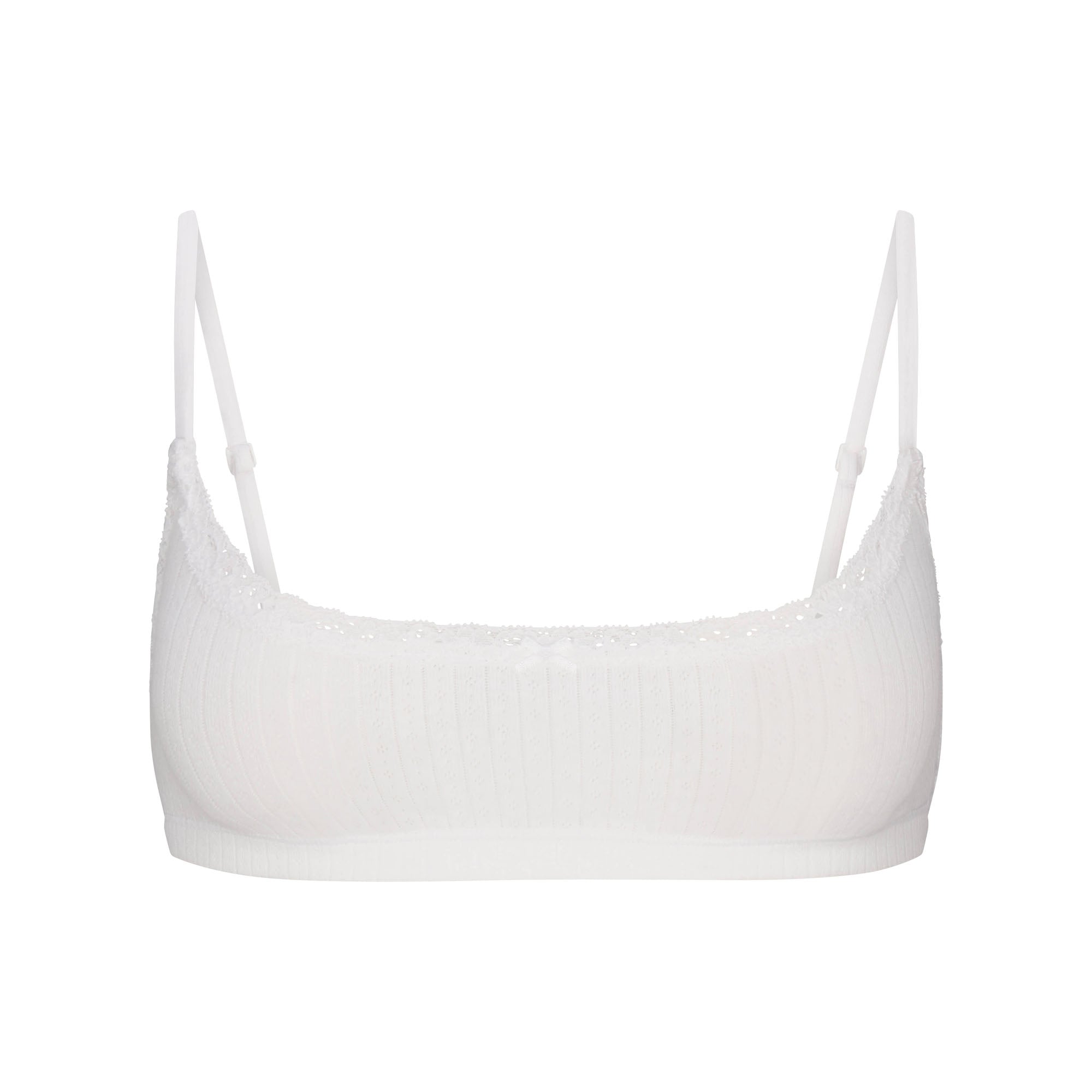 SKIMS LIGHTWEIGHT COTTON POINTELLE SCOOP BRALETTE | SNOW - Mind Türkiye