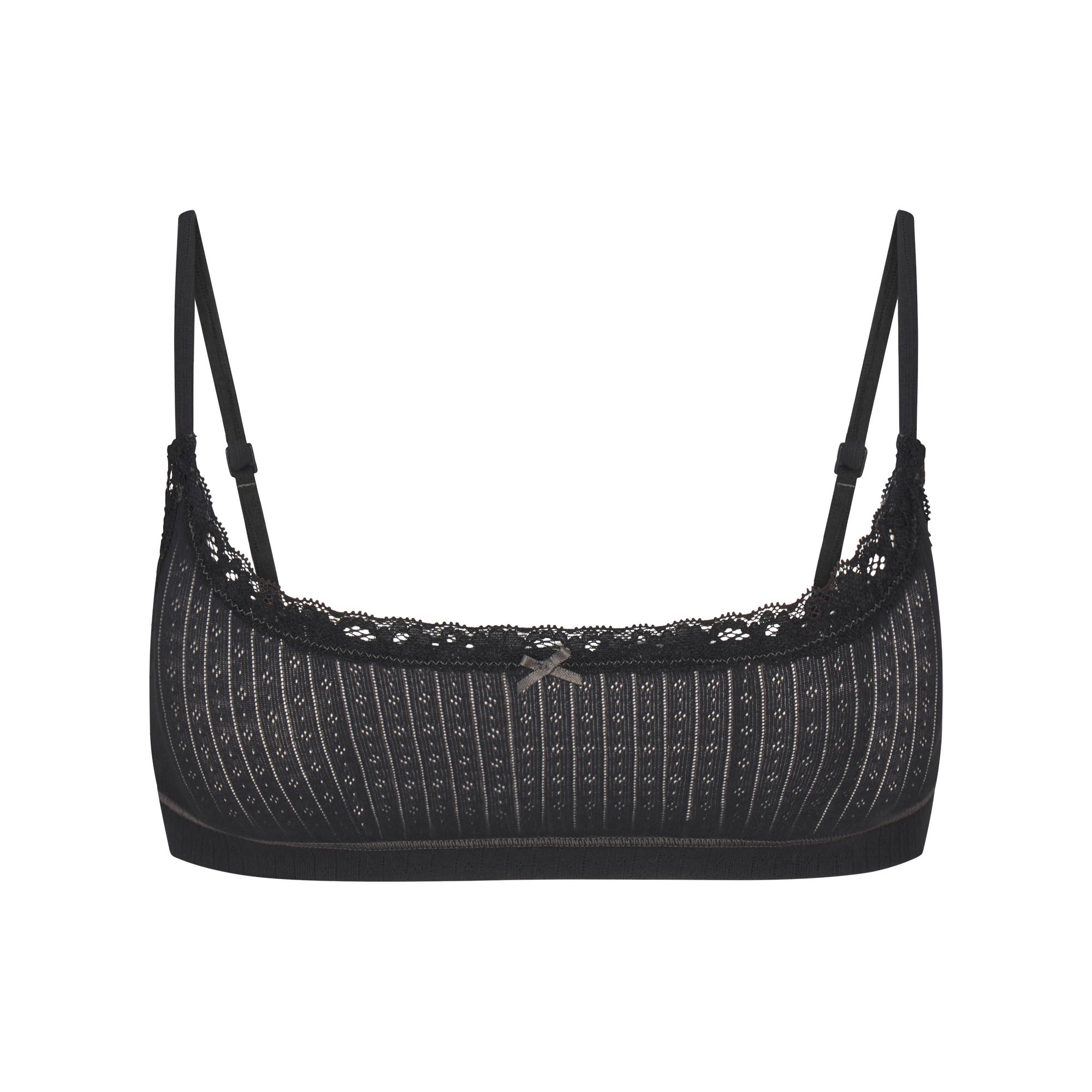 SKIMS LIGHTWEIGHT COTTON POINTELLE SCOOP BRALETTE | SOOT TONAL