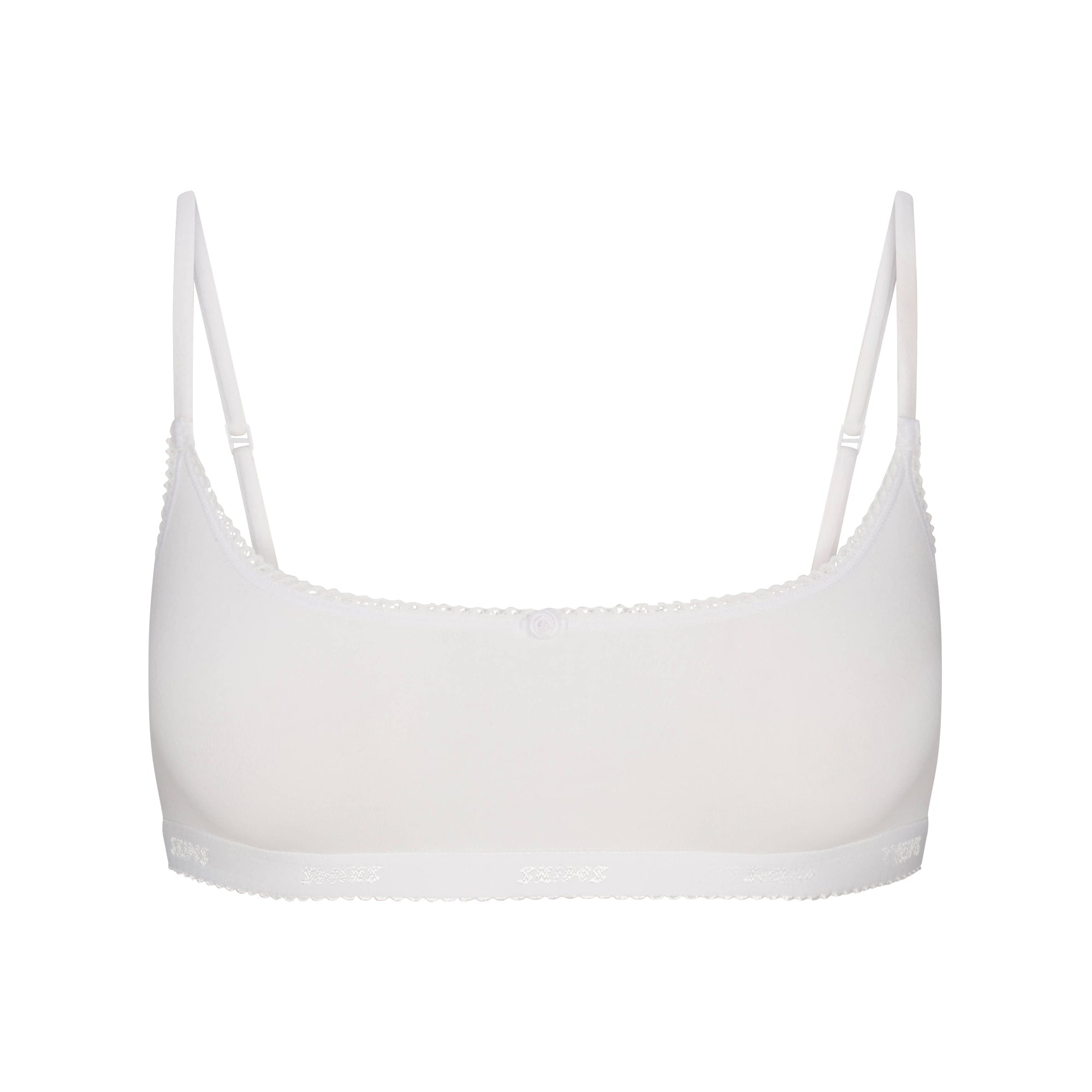 SKIMS LIGHTWEIGHT COTTON LOGO PICOT SCOOP BRALETTE | SNOW - Mind Türkiye
