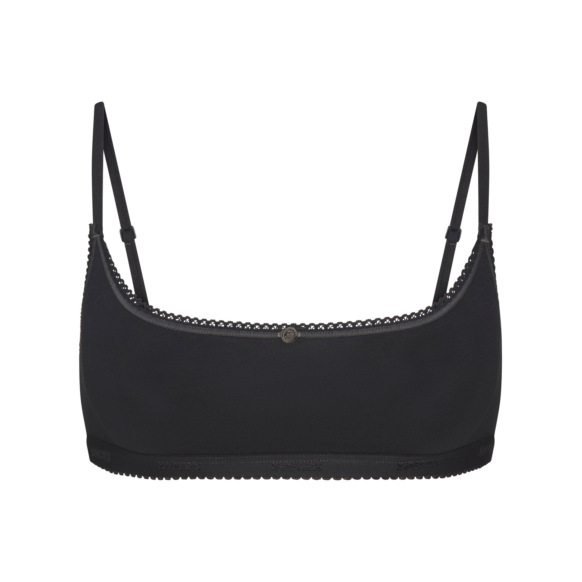 SKIMS LIGHTWEIGHT COTTON LOGO PICOT SCOOP BRALETTE | SOOT TONAL - Mind Türkiye