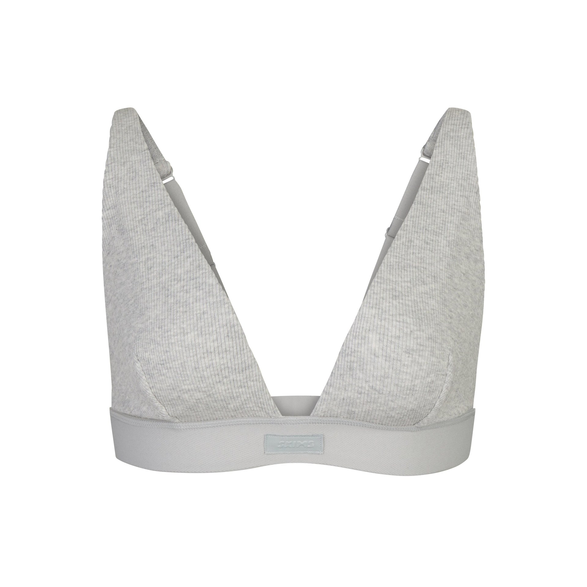 SKIMS COTTON RIB PLUNGE BRALETTE | LIGHT HEATHER GREY - Mind Türkiye