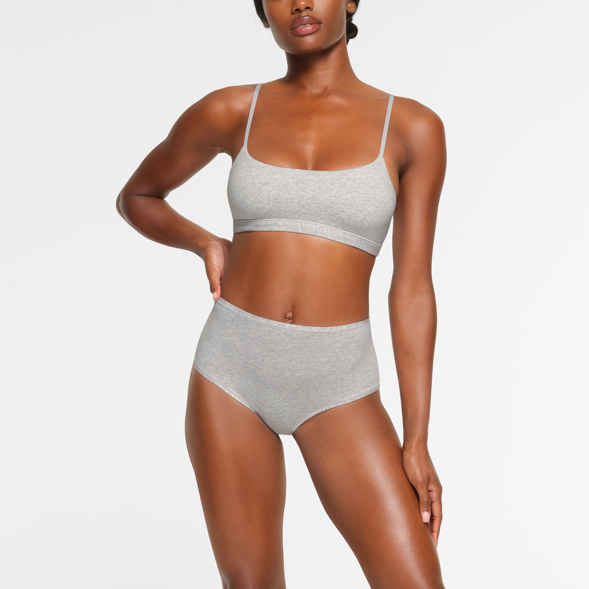 SKIMS COTTON JERSEY SCOOP BRALETTE | LIGHT HEATHER GREY - Mind Türkiye