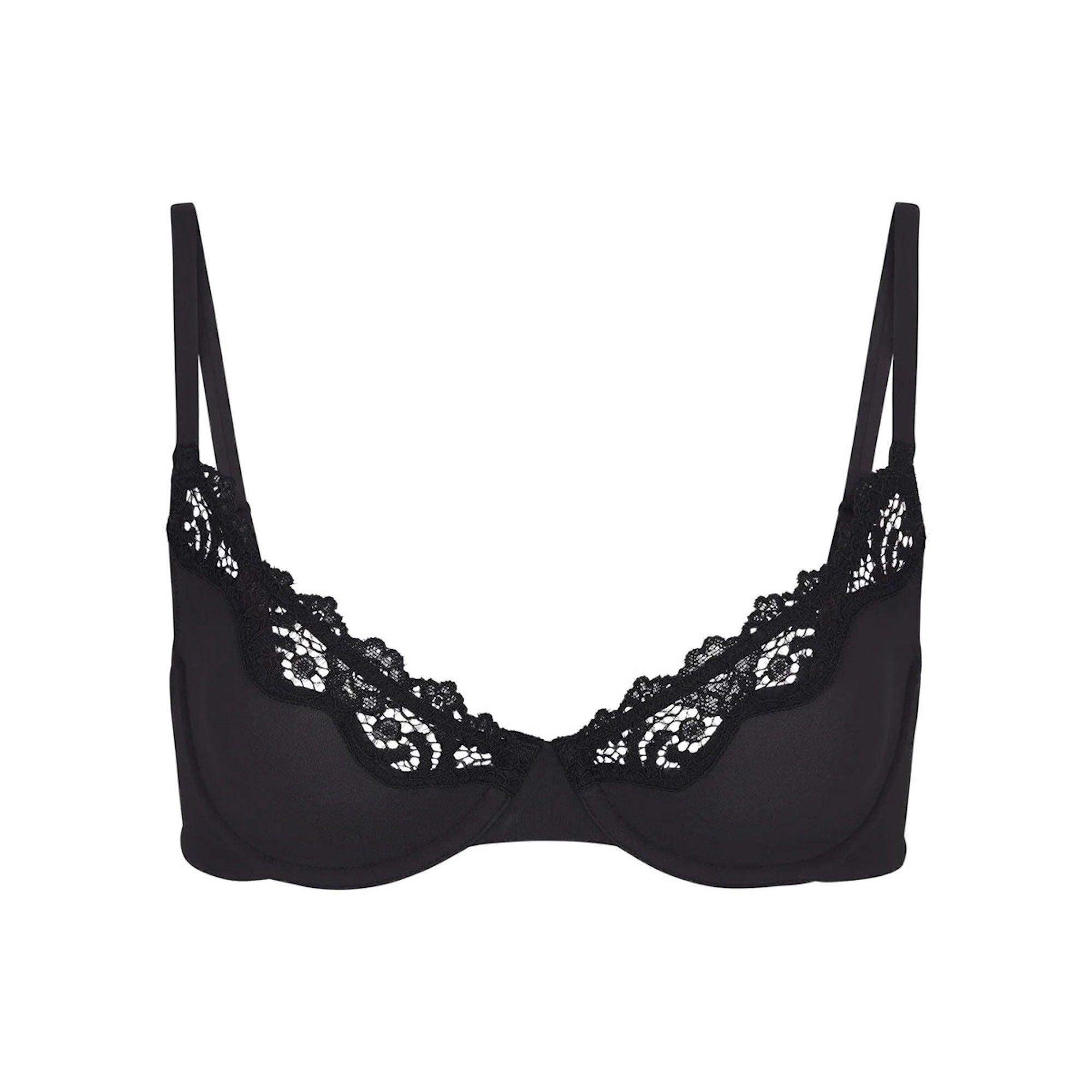 SKIMS FITS EVERYBODY LACE UNLINED SCOOP BRA | ONYX