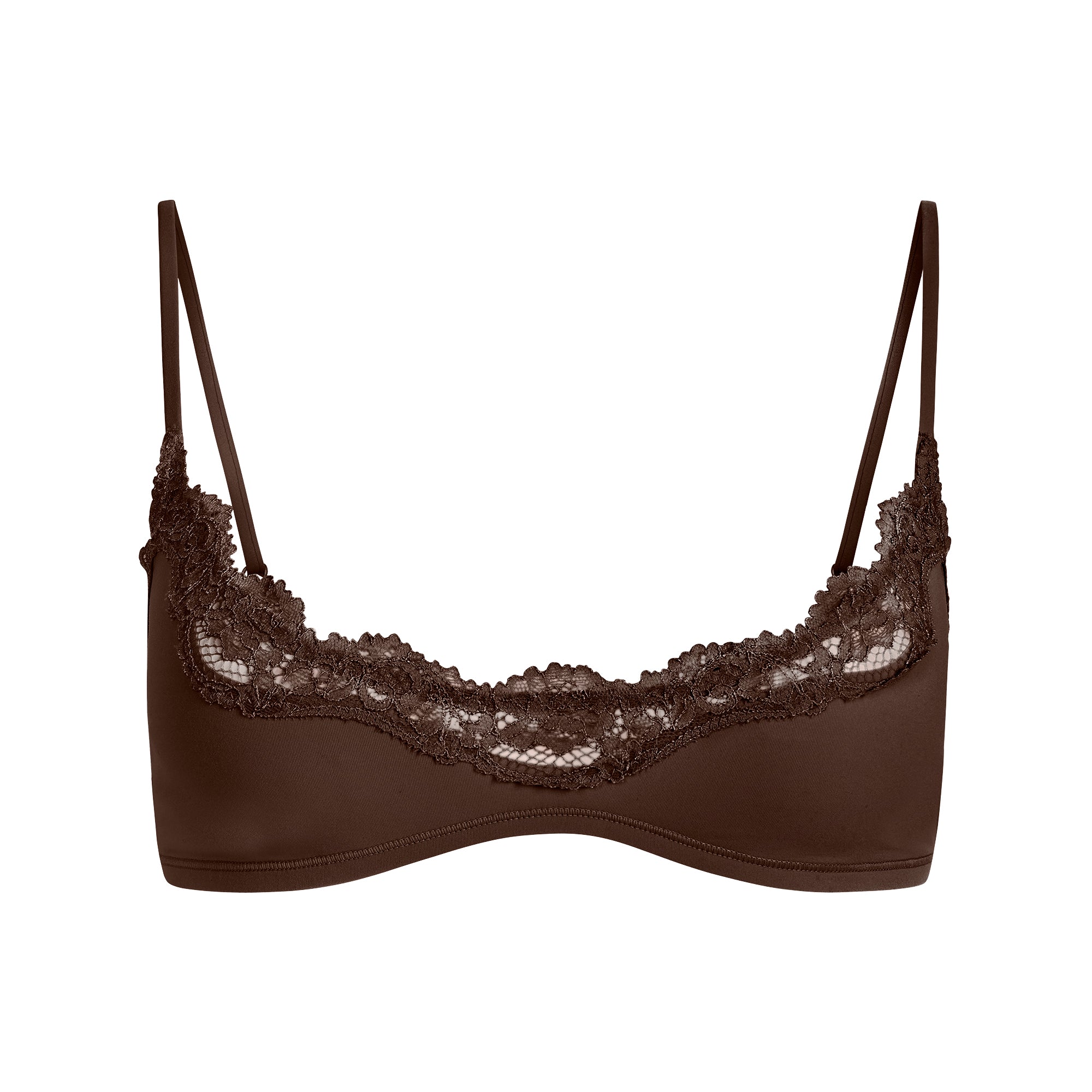SKIMS FITS EVERYBODY LACE SCOOP BRALETTE | ESPRESSO