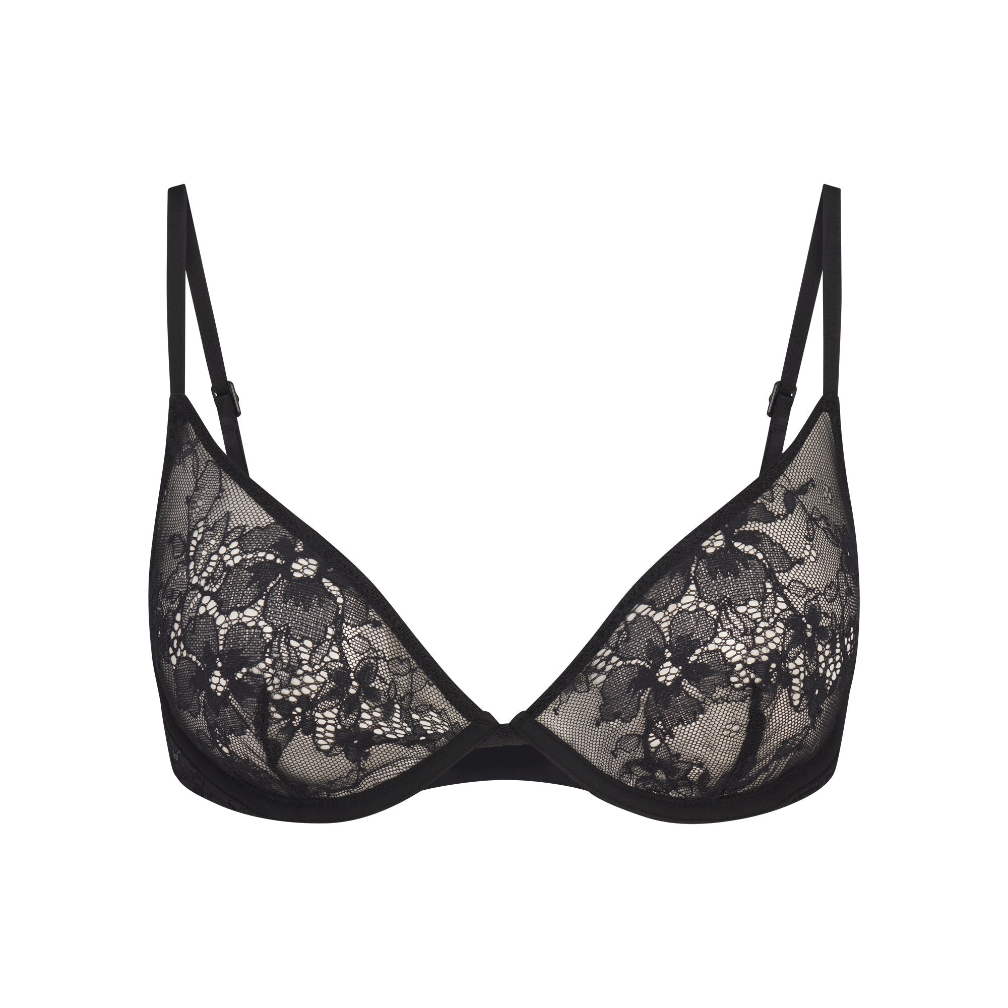 SKIMS ULTRA FINE LACE UNLINED SCOOP BRA | ONYX - Mind Türkiye