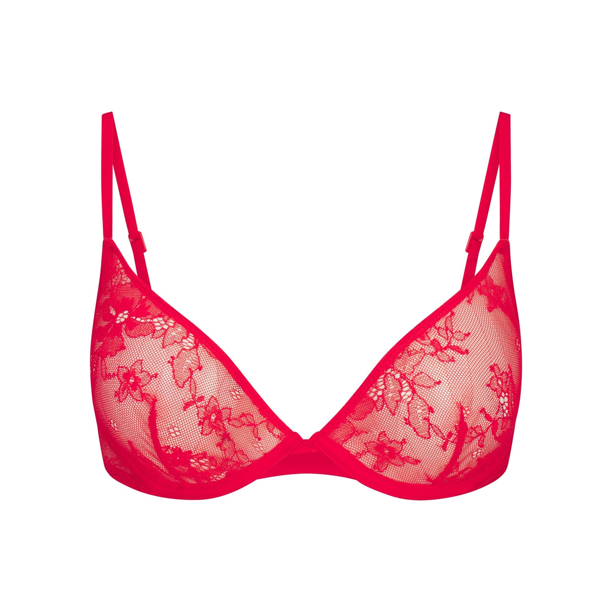 SKIMS ULTRA FINE LACE UNLINED SCOOP BRA | RUBY - Mind Türkiye