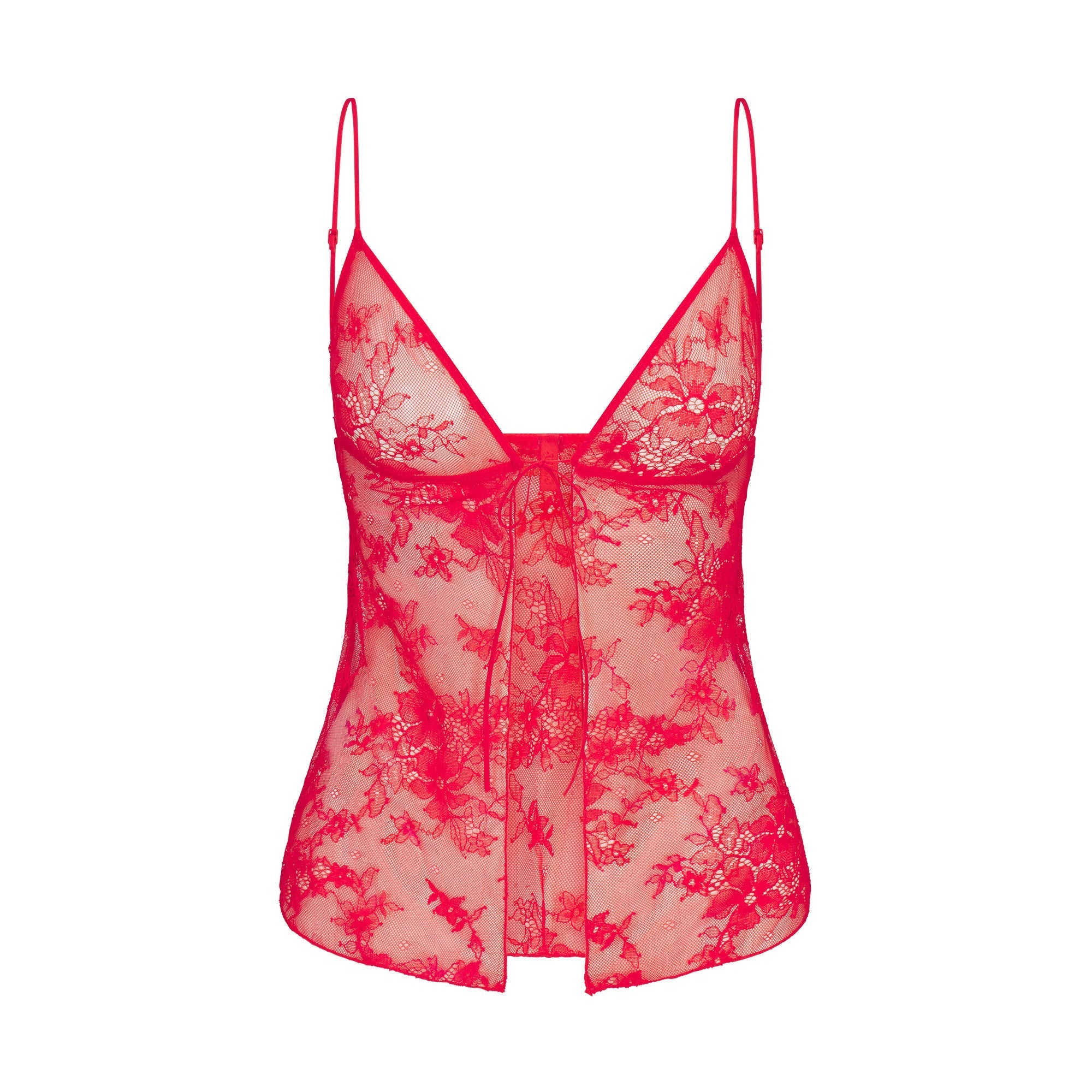 SKIMS ULTRA FINE LACE TIE FRONT CAMI | RUBY - Mind Türkiye
