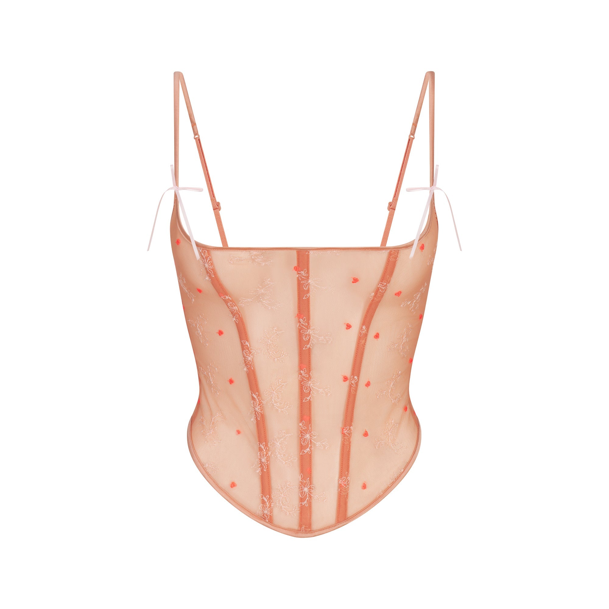 SKIMS EMBROIDERED TULLE CORSET | GUAVA HEART TULLE - Mind Türkiye