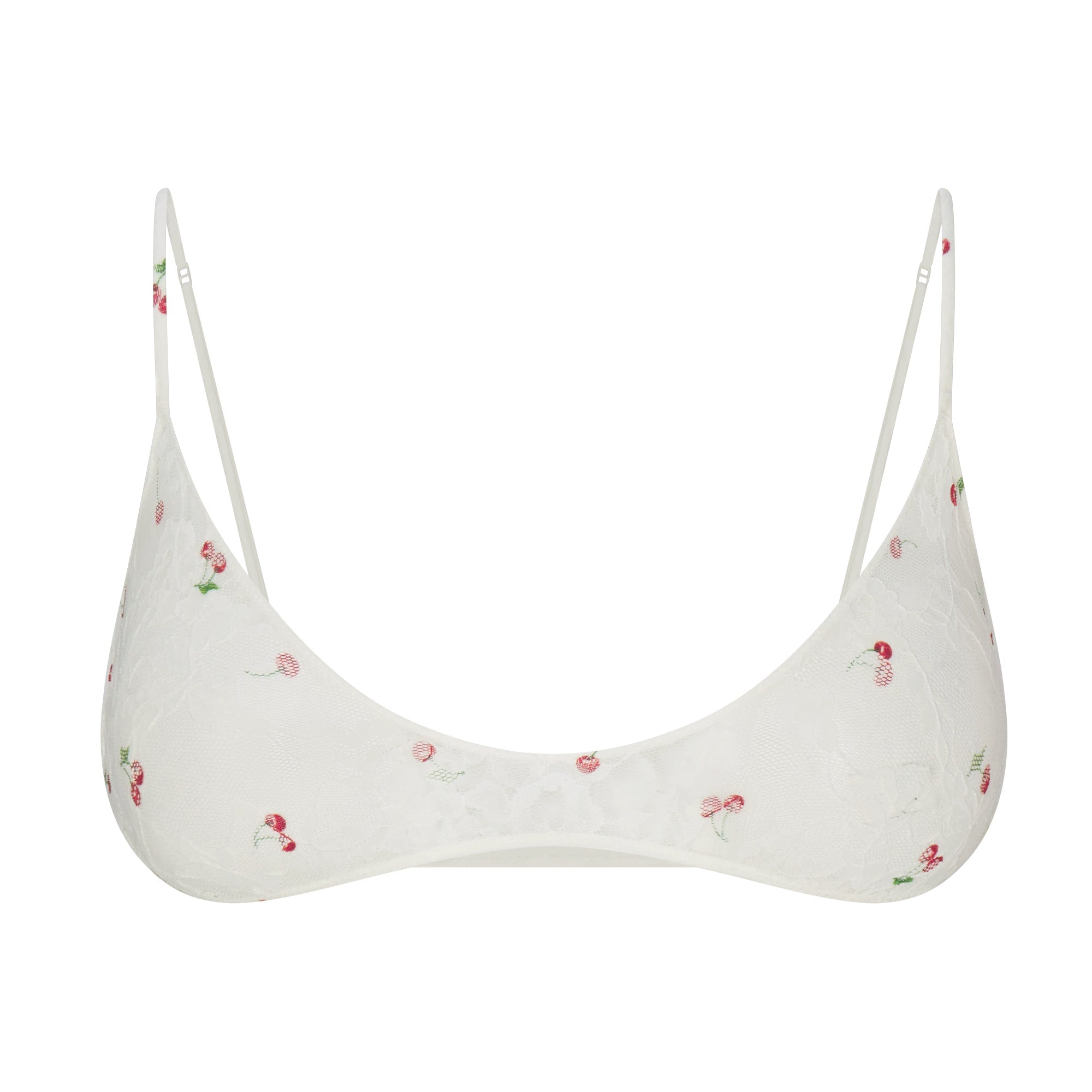 SKIMS STRETCH LACE SKIMPY SCOOP BRALETTE | IVORY CHERRY PRINT - Mind Türkiye