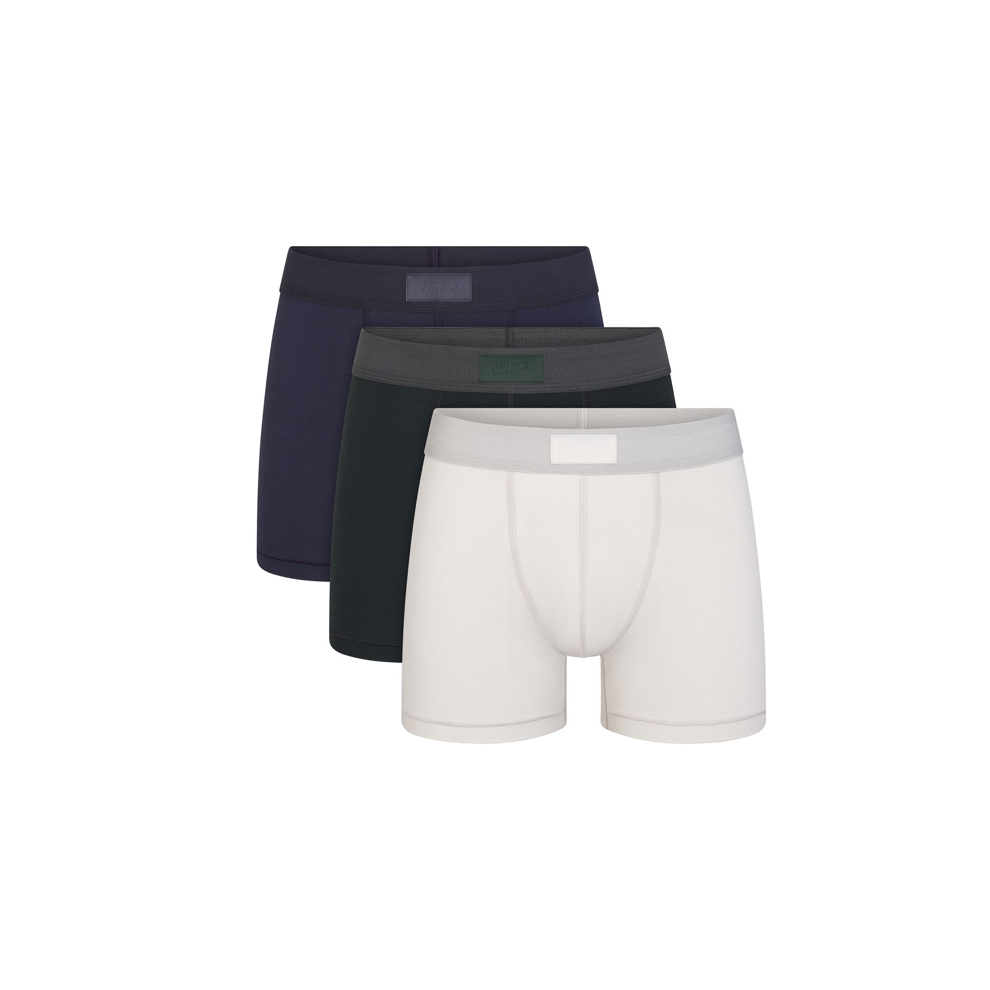 SKIMS COTTON MENS 3″ BOXER BRIEF 3-PACK | BLUE BLACK MULTI - Mind Türkiye