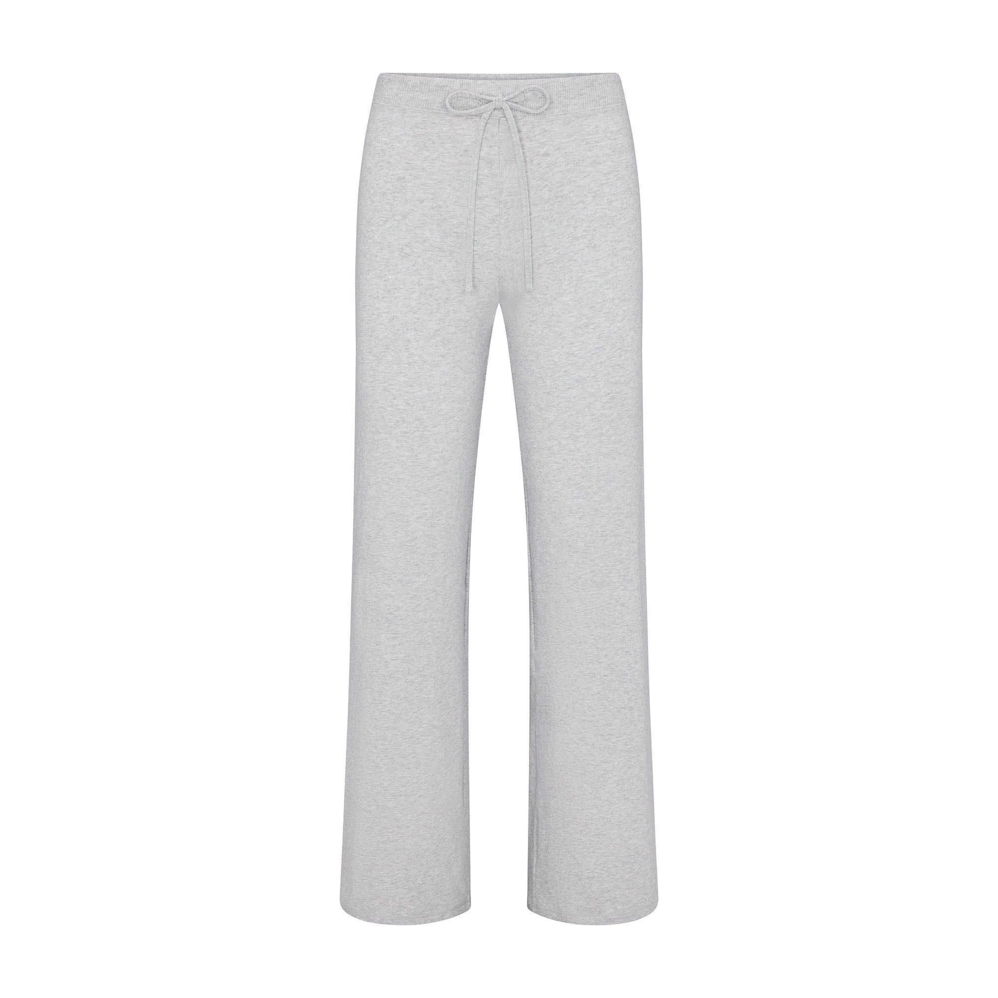 SKIMS COTTON JERSEY STRAIGHT LEG PANT | LIGHT HEATHER GREY - Mind Türkiye