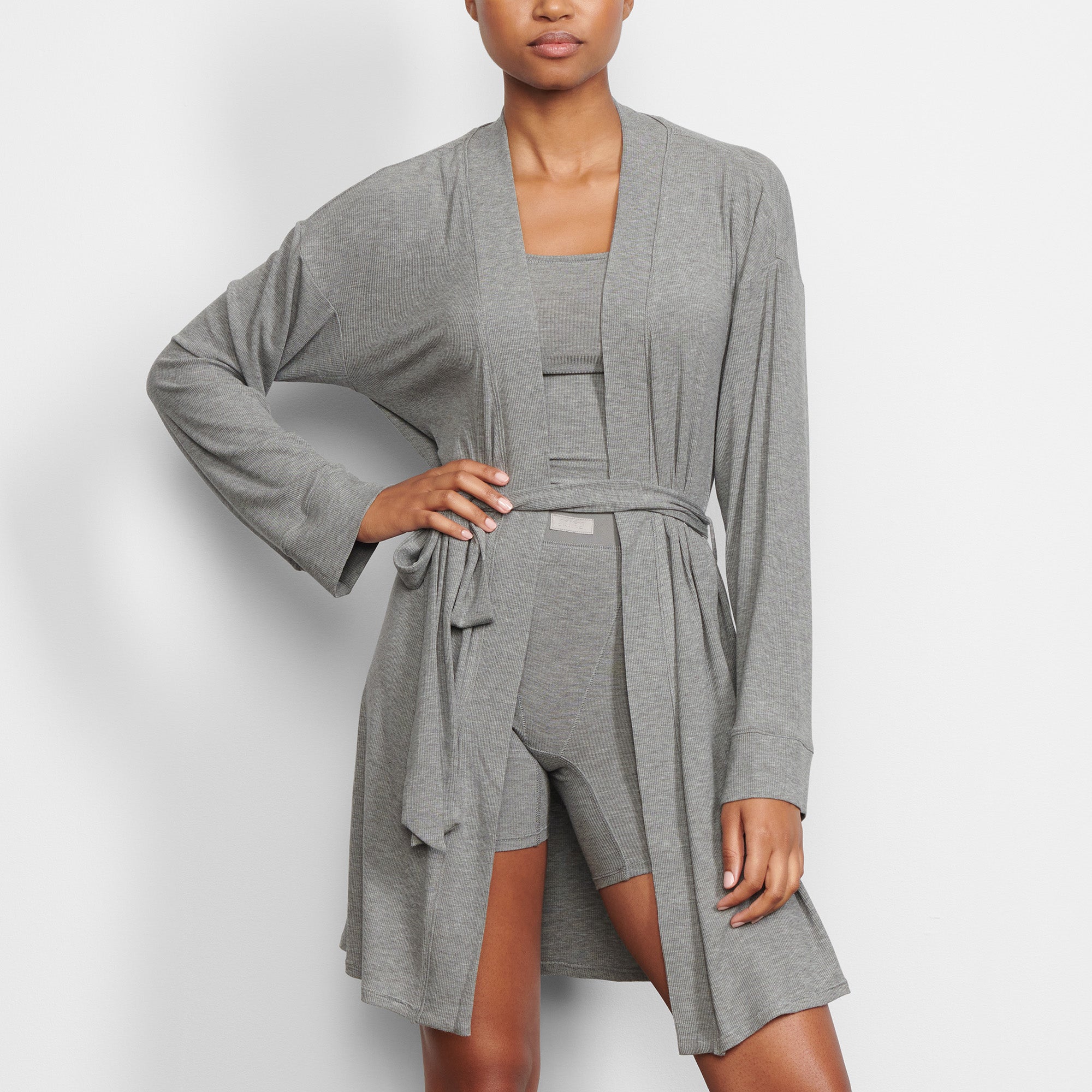 SKIMS SOFT LOUNGE ROBE | HEATHER GREY - Mind Türkiye