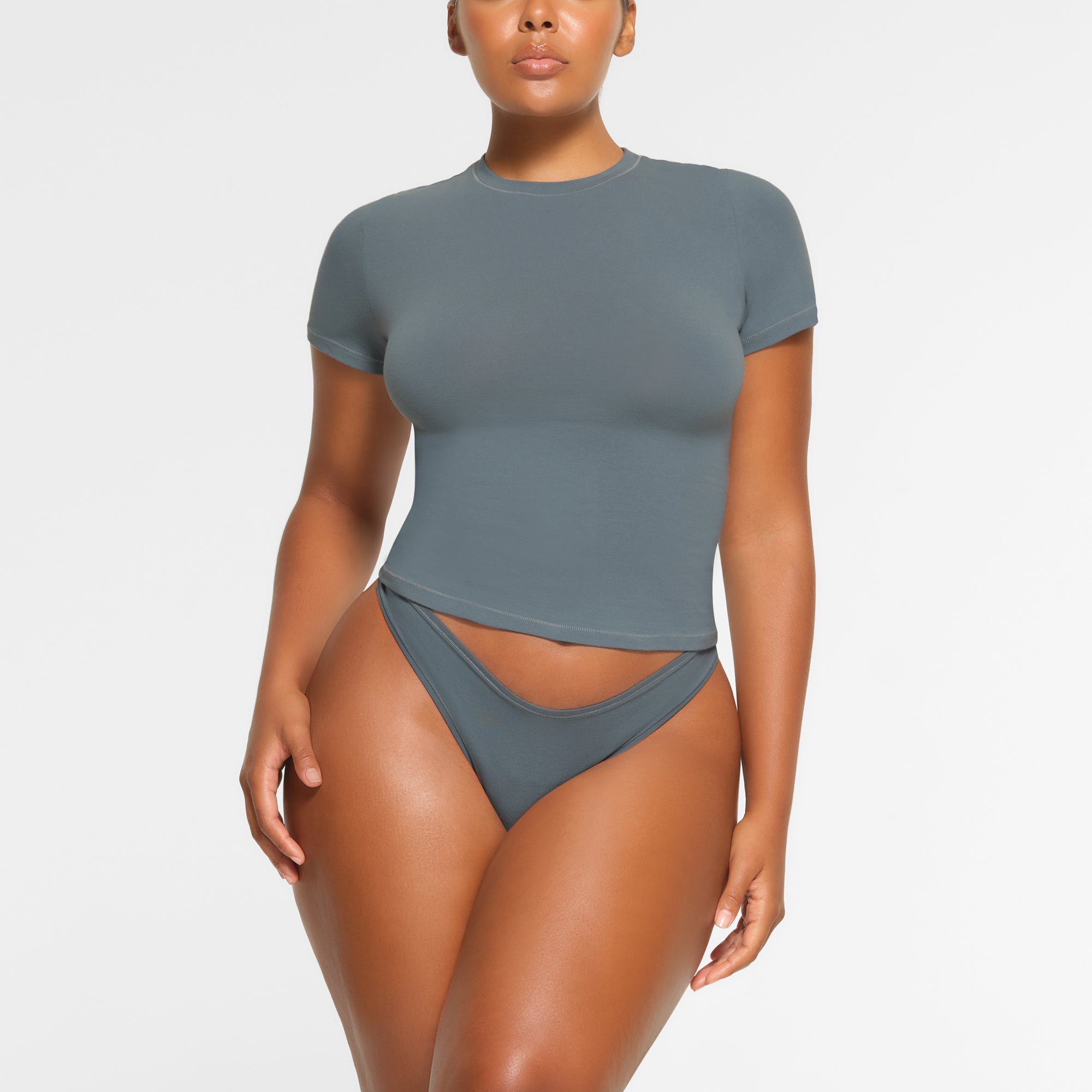 SKIMS COTTON JERSEY T-SHIRT | KYANITE - Mind Türkiye