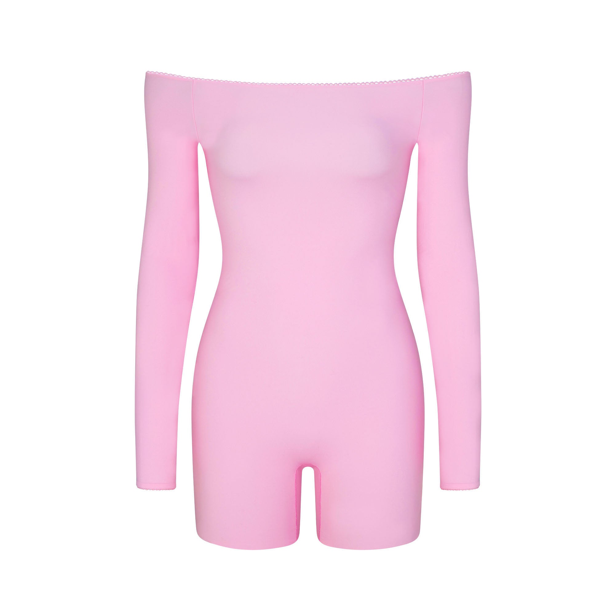SKIMS FITS EVERYBODY PICOT OFF THE SHOULDER ONESIE | BUBBLE GUM - Mind Türkiye