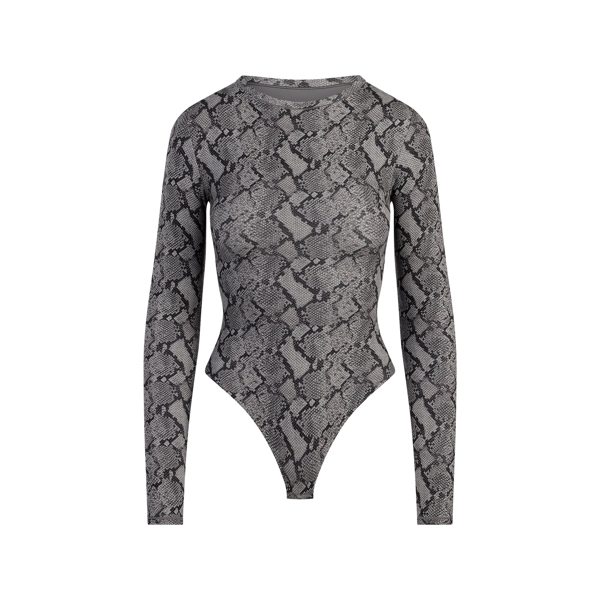 SKIMS FITS EVERYBODY LONG SLEEVE CREW NECK BODYSUIT | SHADOW SNAKE PRINT