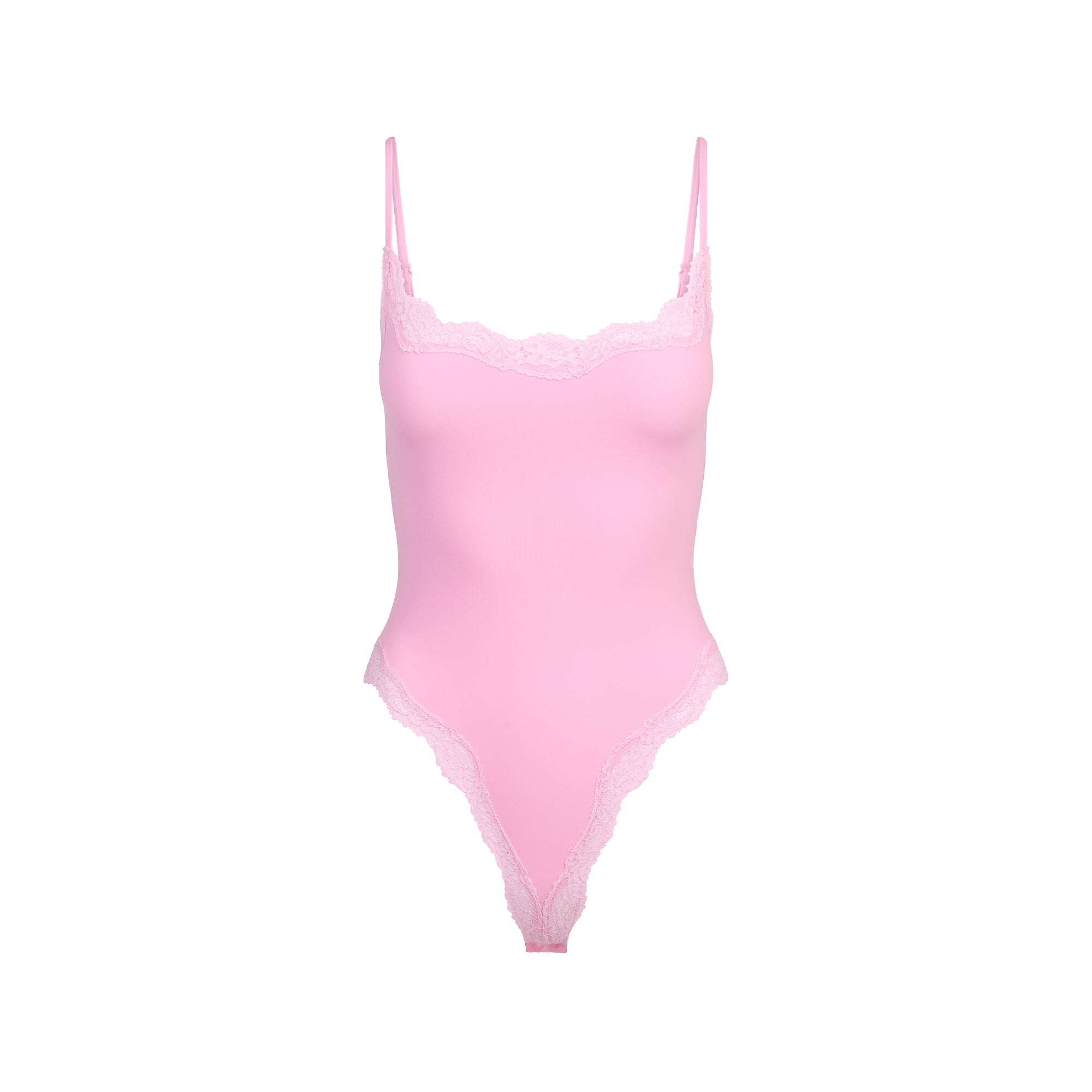 SKIMS FITS EVERYBODY LACE CAMI BODYSUIT | BUBBLE GUM TONAL