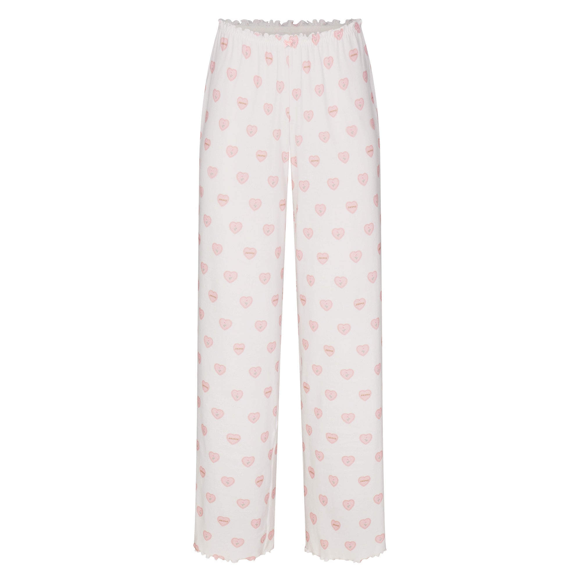 SKIMS LOGO POINTELLE STRAIGHT LEG PANT | SNOW LACE HEARTS - Mind Türkiye