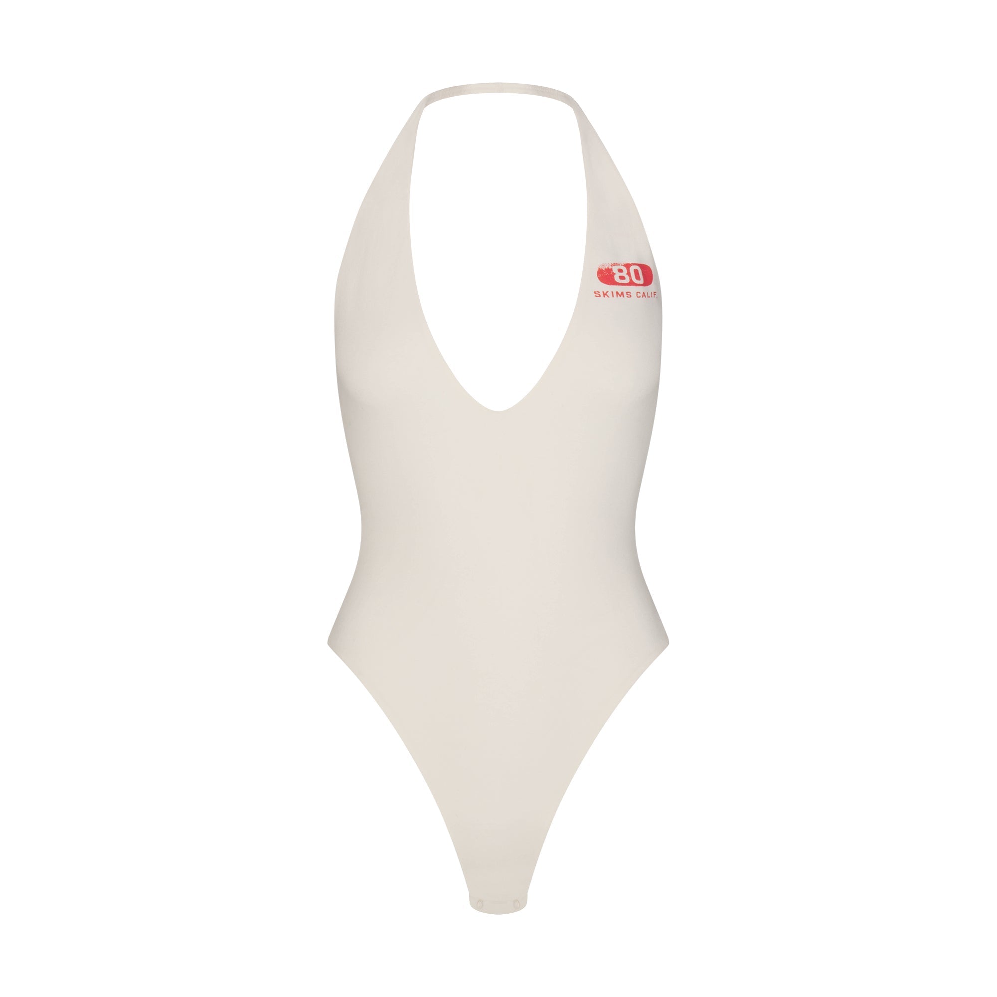 COTTON JERSEY DEEP PLUNGE HALTER BODYSUIT | MARBLE SKIMS EIGHTY