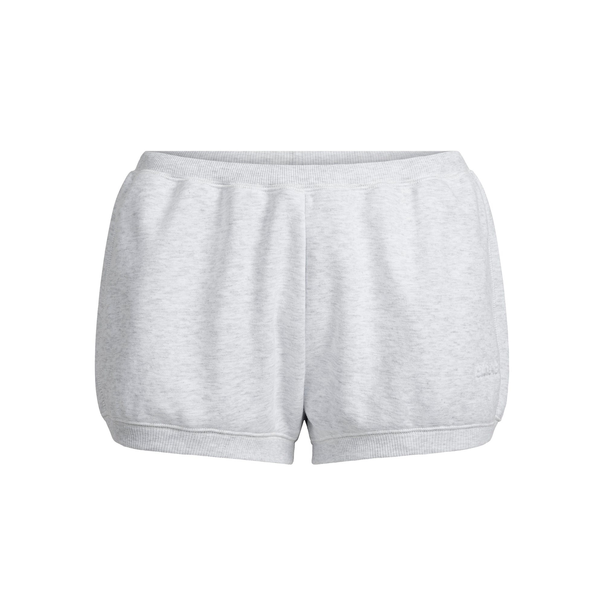 SKIMS COTTON FLEECE BUBBLE HEM SHORT | LIGHT HEATHER GREY