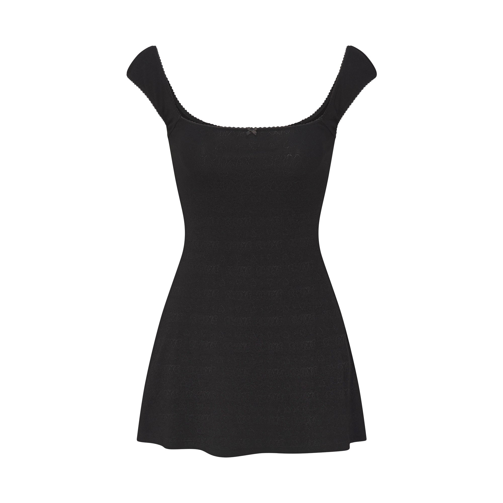 SKIMS LOGO POINTELLE MINI DRESS | SOOT - Mind Türkiye
