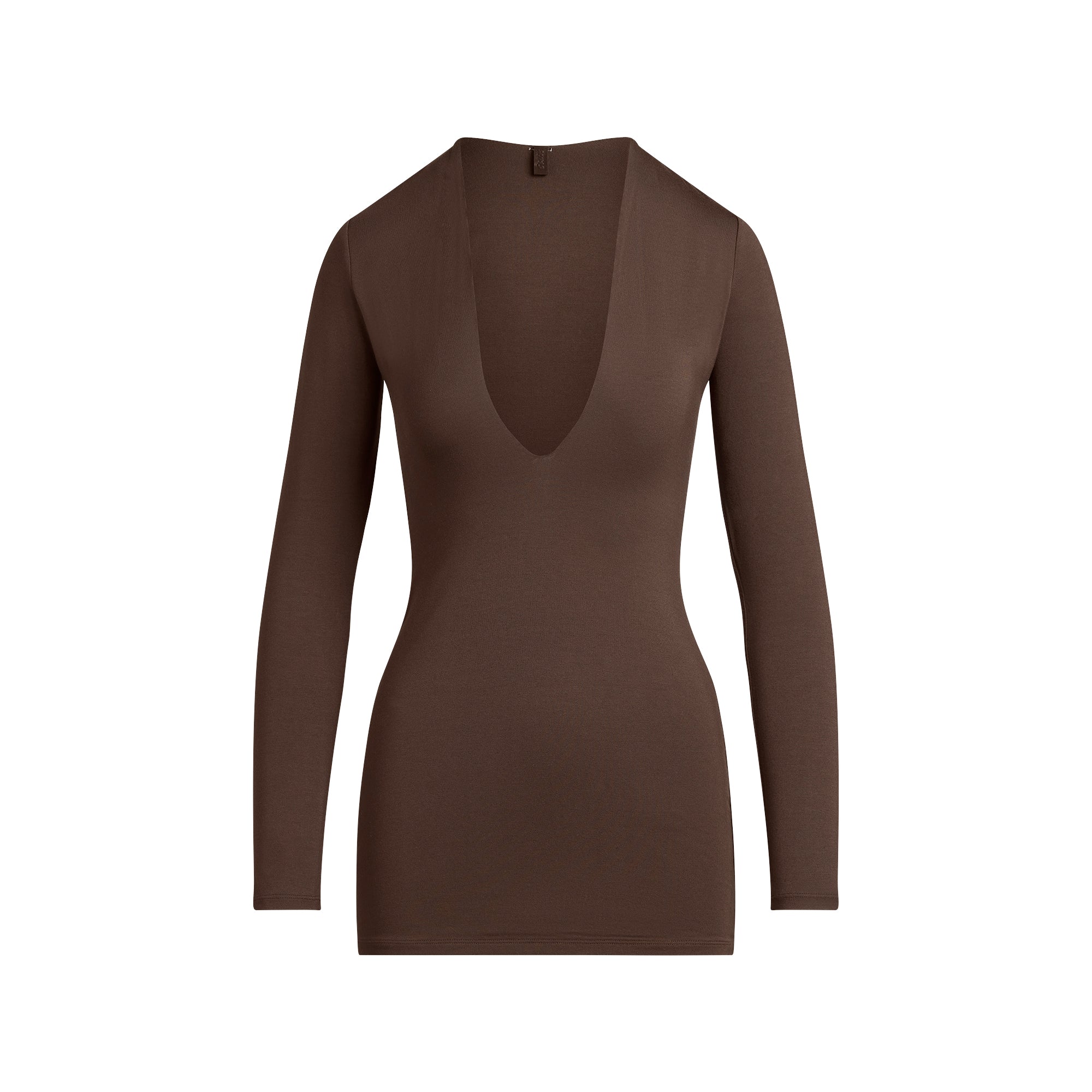 SKIMS SMOOTH LAYERS DEEP PLUNGE MINI DRESS | ESPRESSO - Mind Türkiye