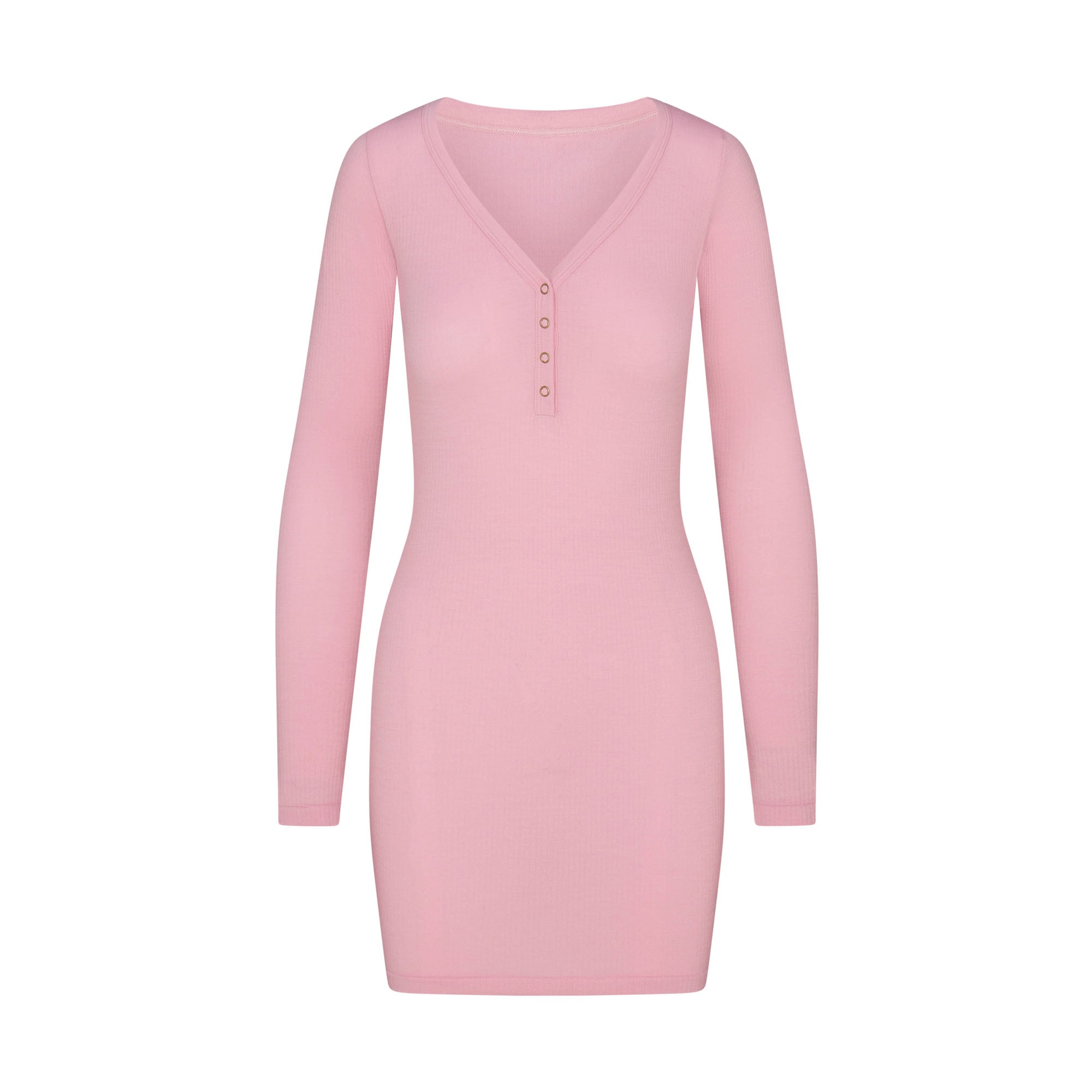 SKIMS WOOL RIB HENLEY DRESS | HALITE