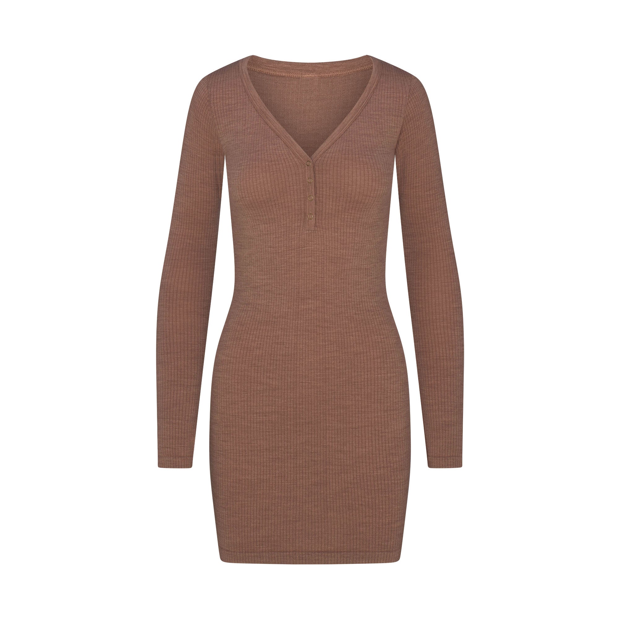 SKIMS WOOL RIB HENLEY DRESS | SIENNA - Mind Türkiye