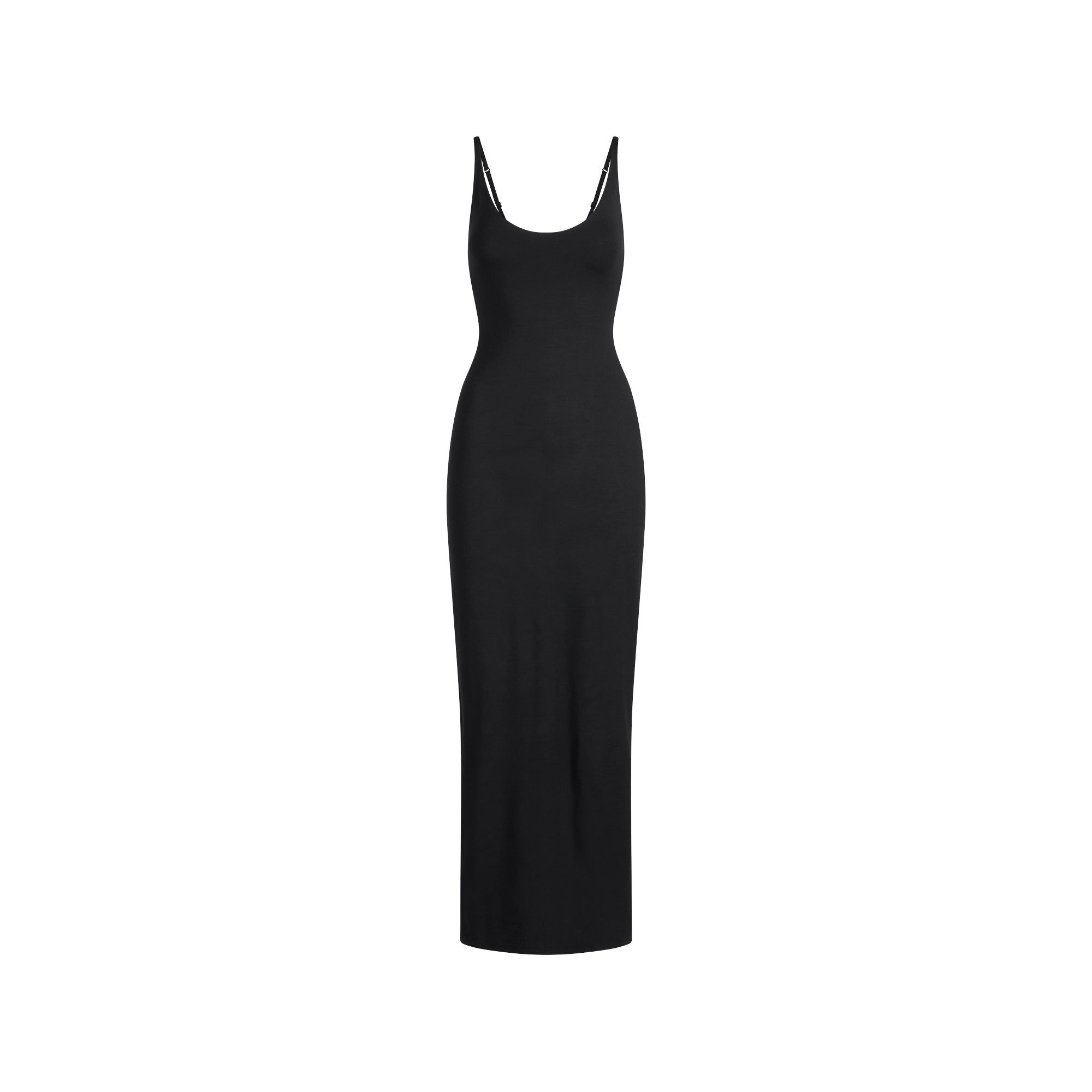 SKIMS SMOOTH LAYERS SCOOP NECK LONG DRESS | OBSIDIAN