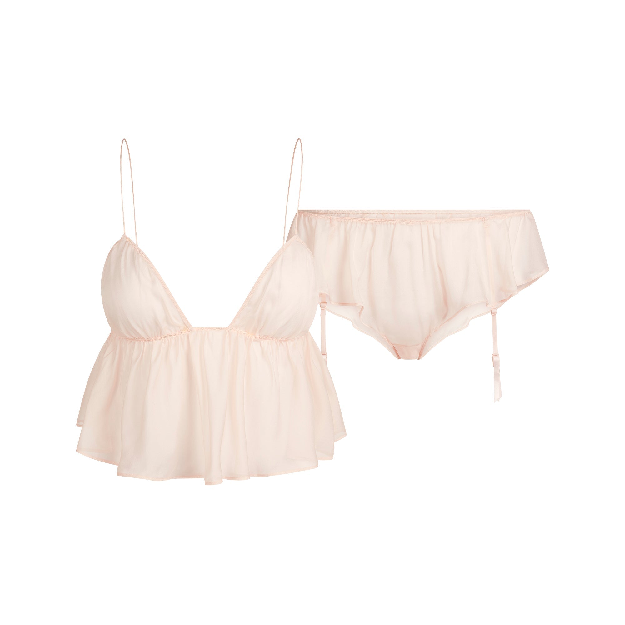 SKIMS ROMANCE BABYDOLL TOP AND GARTER HIPSTER SET | PRIMROSE