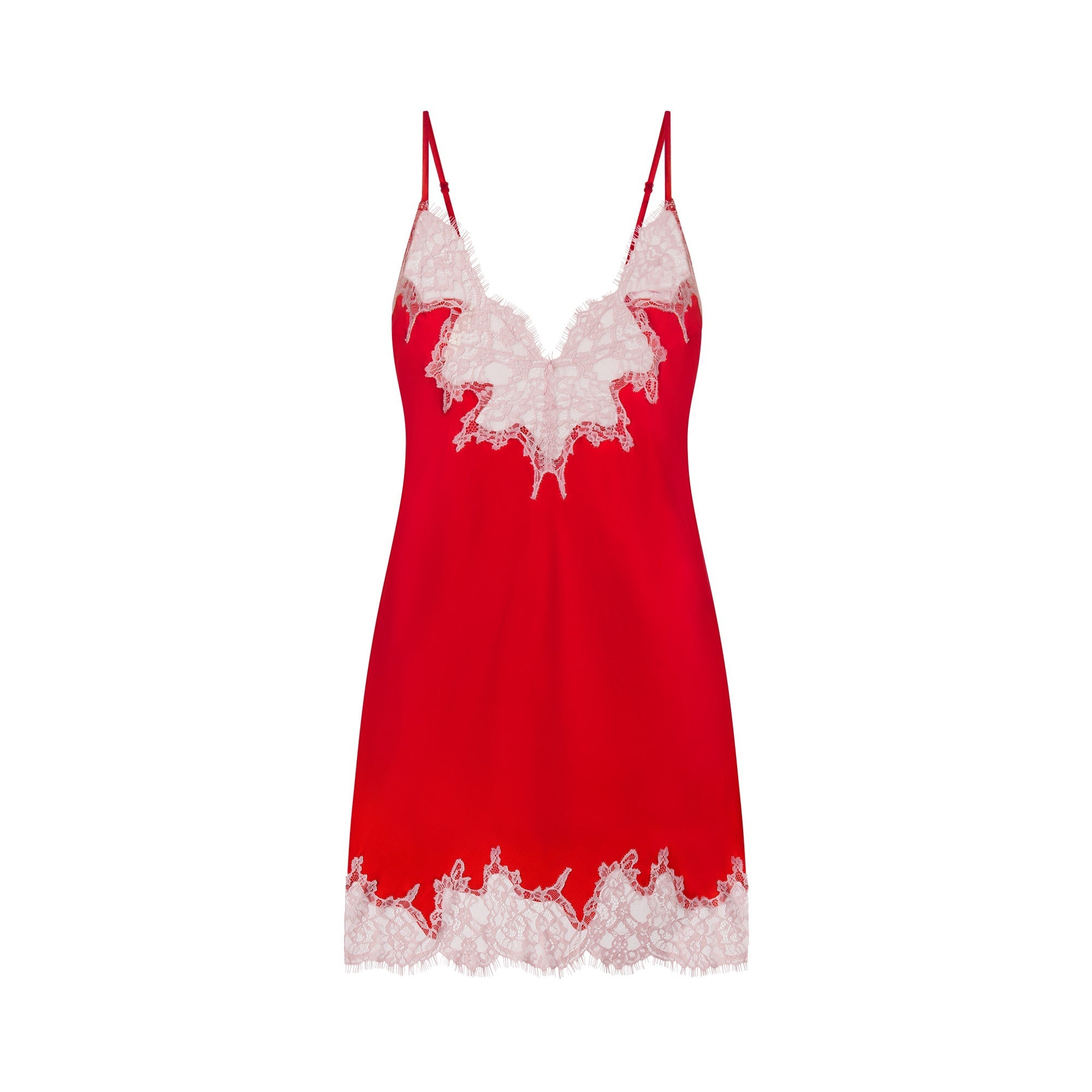 SKIMS SILK LACE MINI SLIP DRESS | RUBY CONTRAST - Mind Türkiye