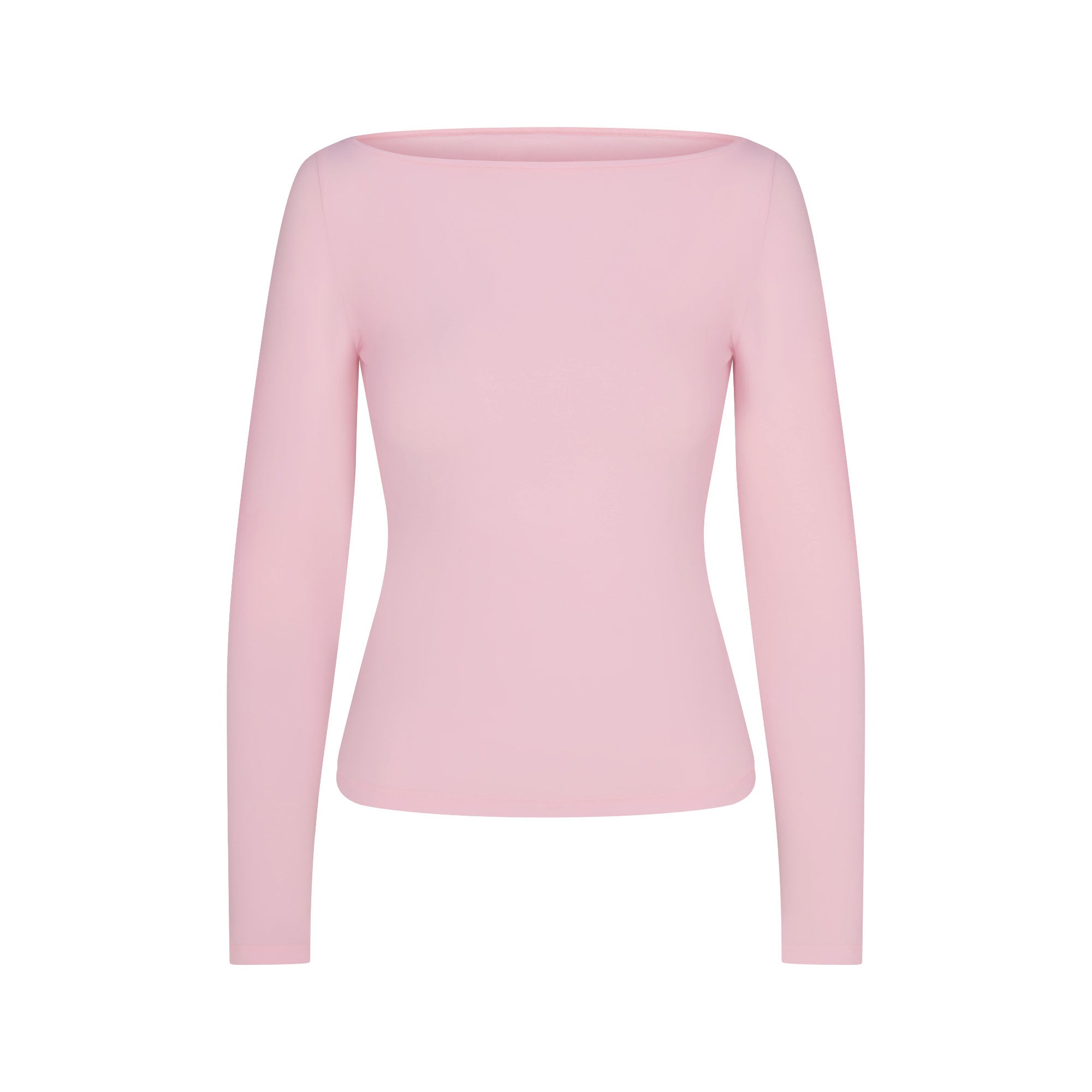 SKIMS COTTON JERSEY LONG SLEEVE BOATNECK TOP | CHERRY BLOSSOM