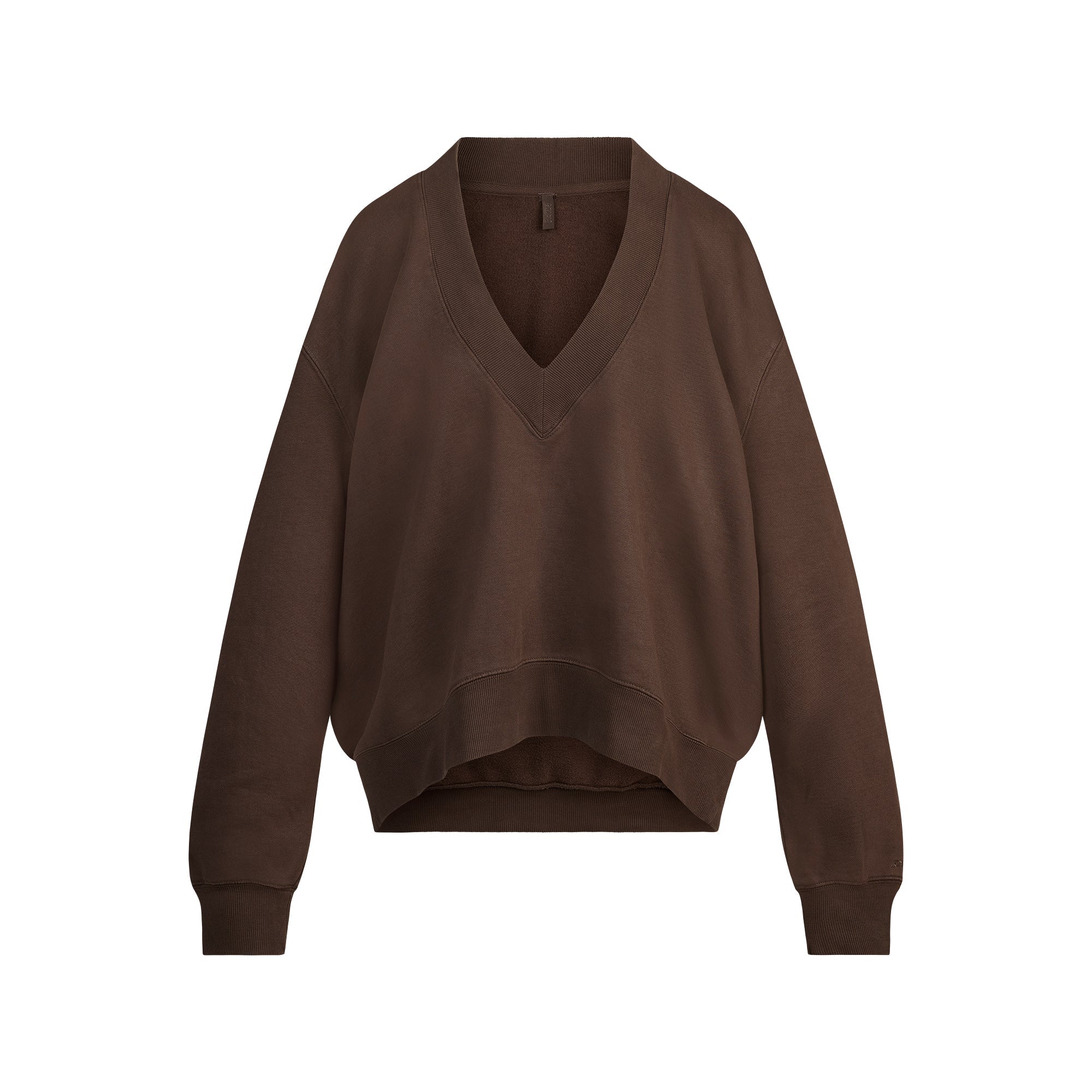 SKIMS BOYFRIEND FLEECE OVERBedenD V NECK PULLOVER | ESPRESSO - Mind Türkiye