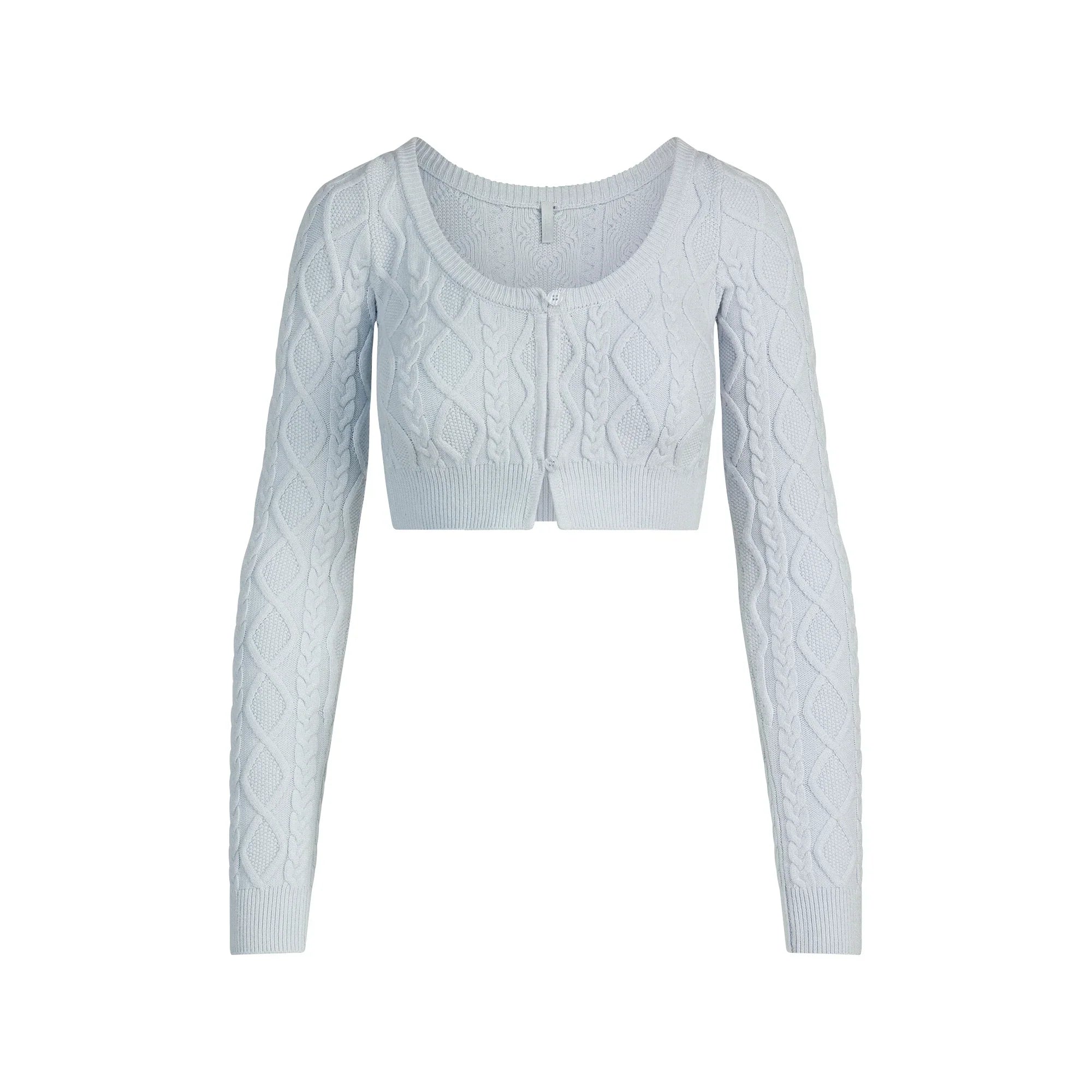 SKIMS SWEATER KNITS CABLE KNIT CROPPED CARDIGAN | ZEN BLUE - Mind Türkiye