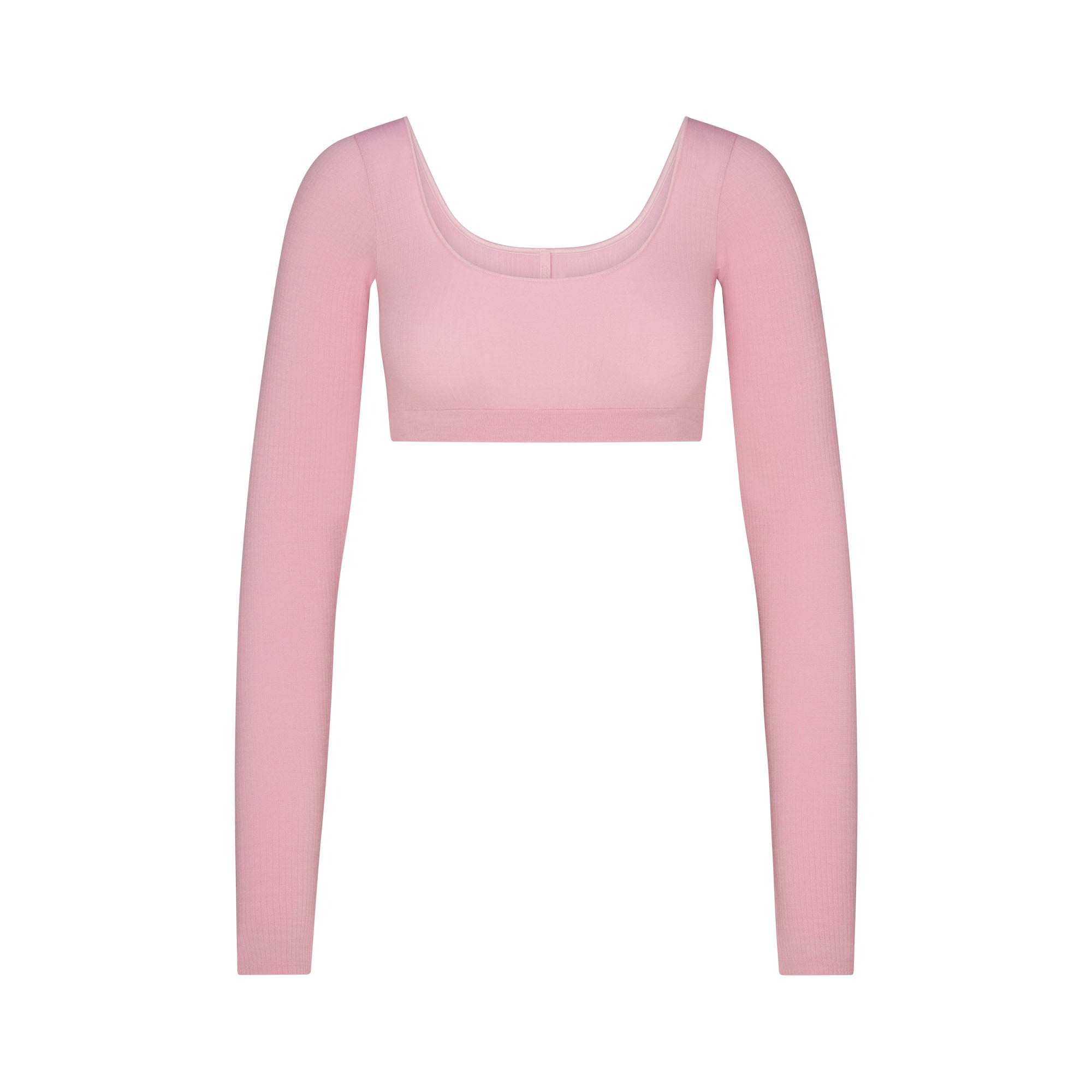 SKIMS WOOL RIB LONG SLEEVE SUPER CROPPED TOP | HALITE