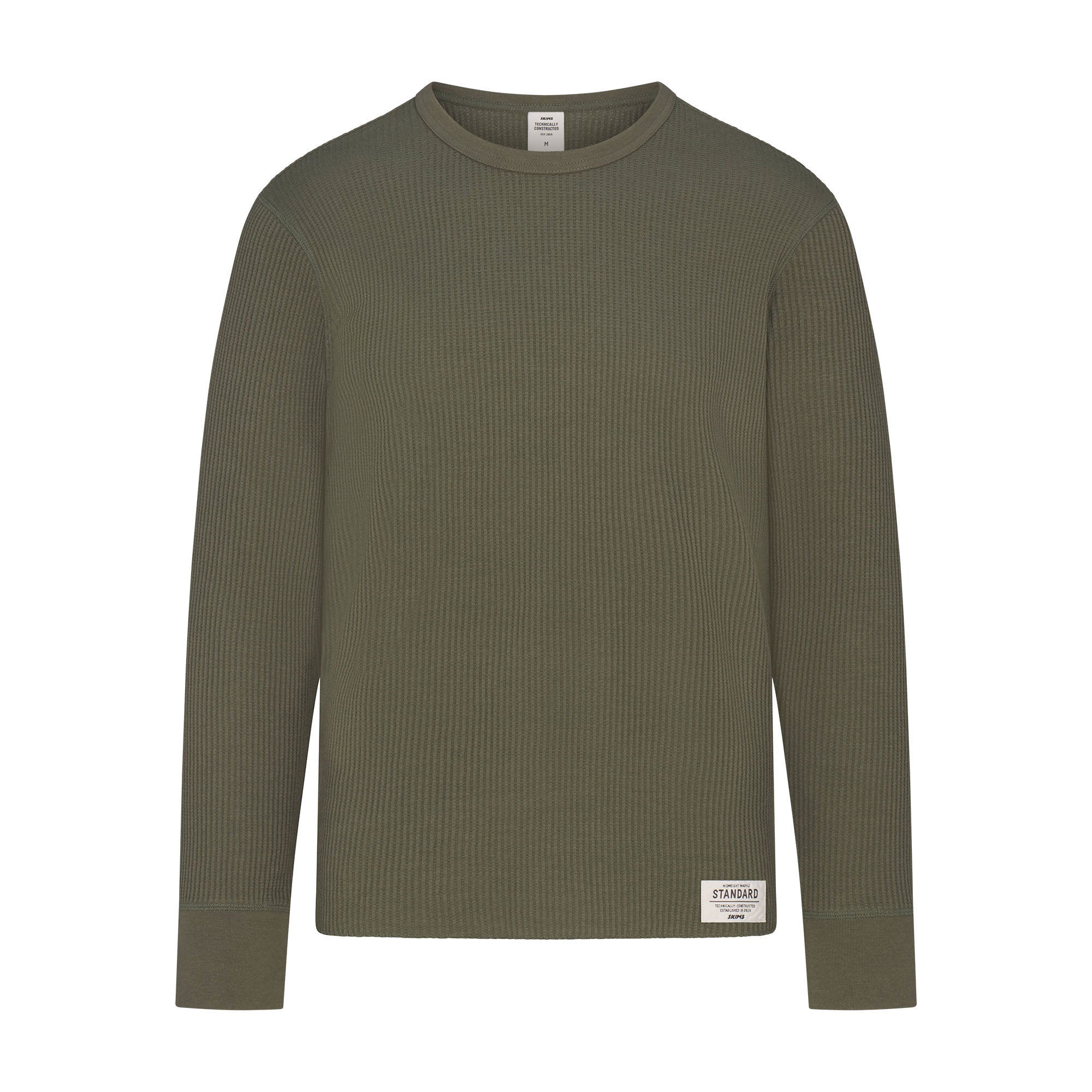 SKIMS WAFFLE MENS LONG SLEEVE TOP | MILITARY GREEN - Mind Türkiye