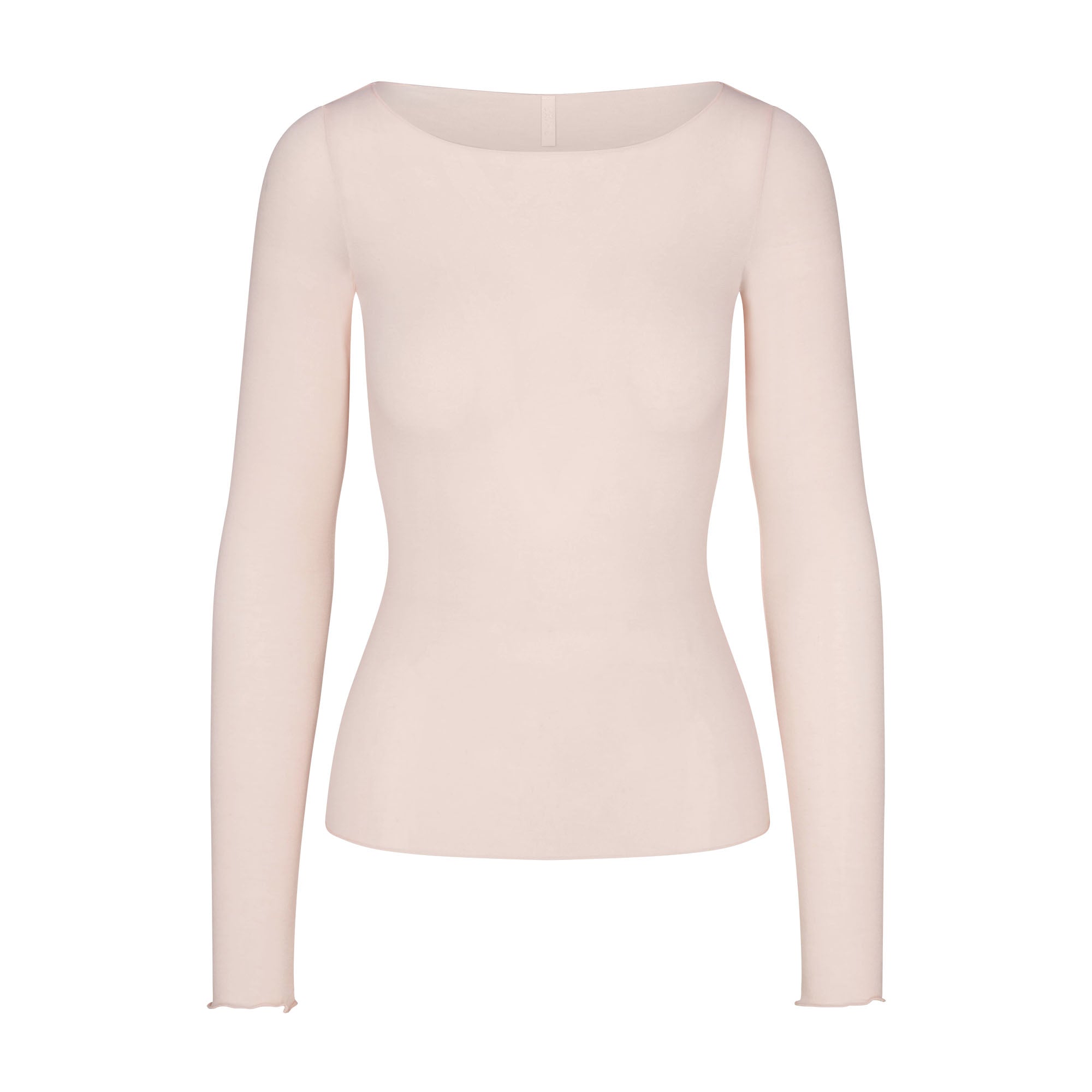 SKIMS SHEER MODAL LONG SLEEVE BOATNECK TOP | PRIMROSE - Mind Türkiye