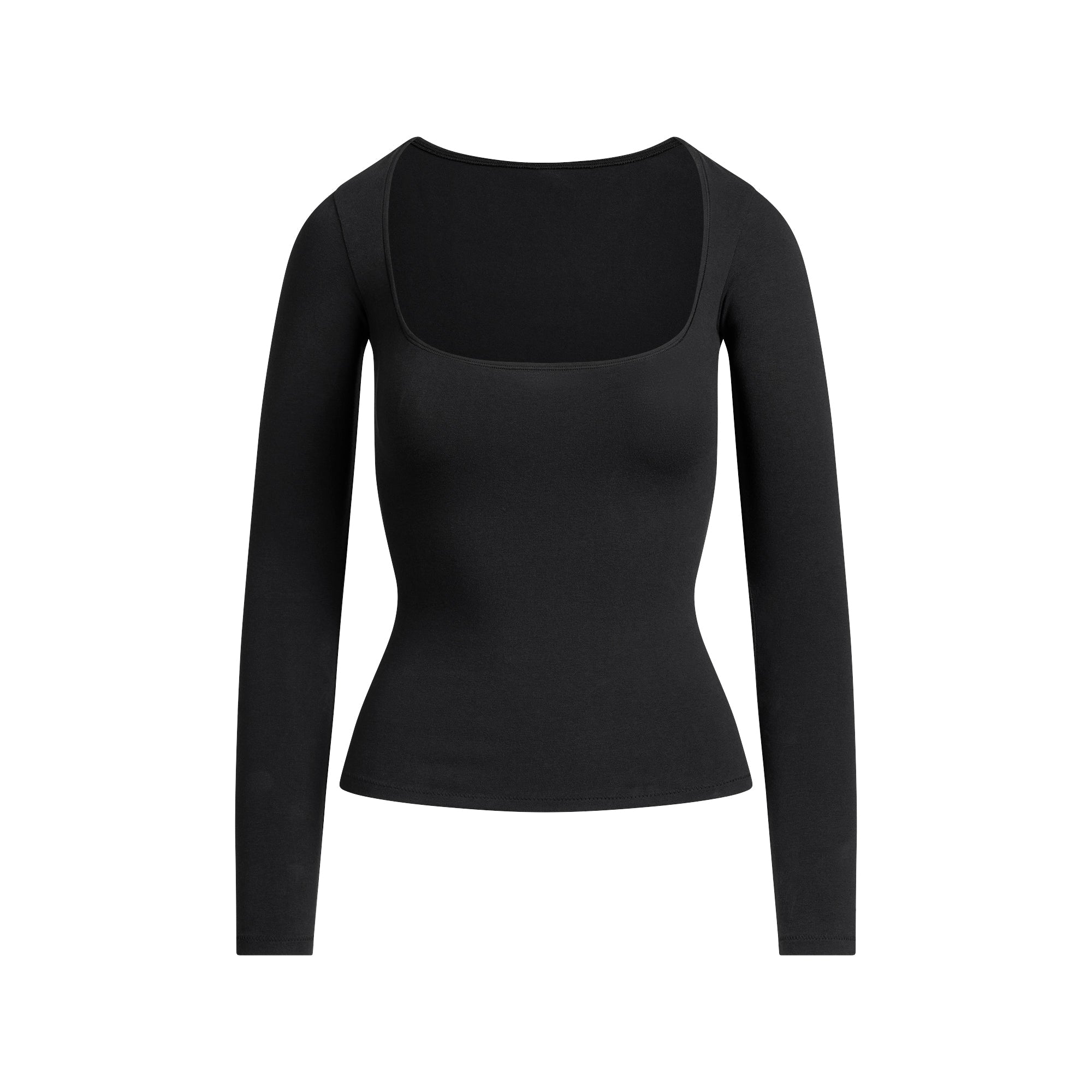 SKIMS COTTON JERSEY SCOOP NECK LONG SLEEVE TOP | SOOT