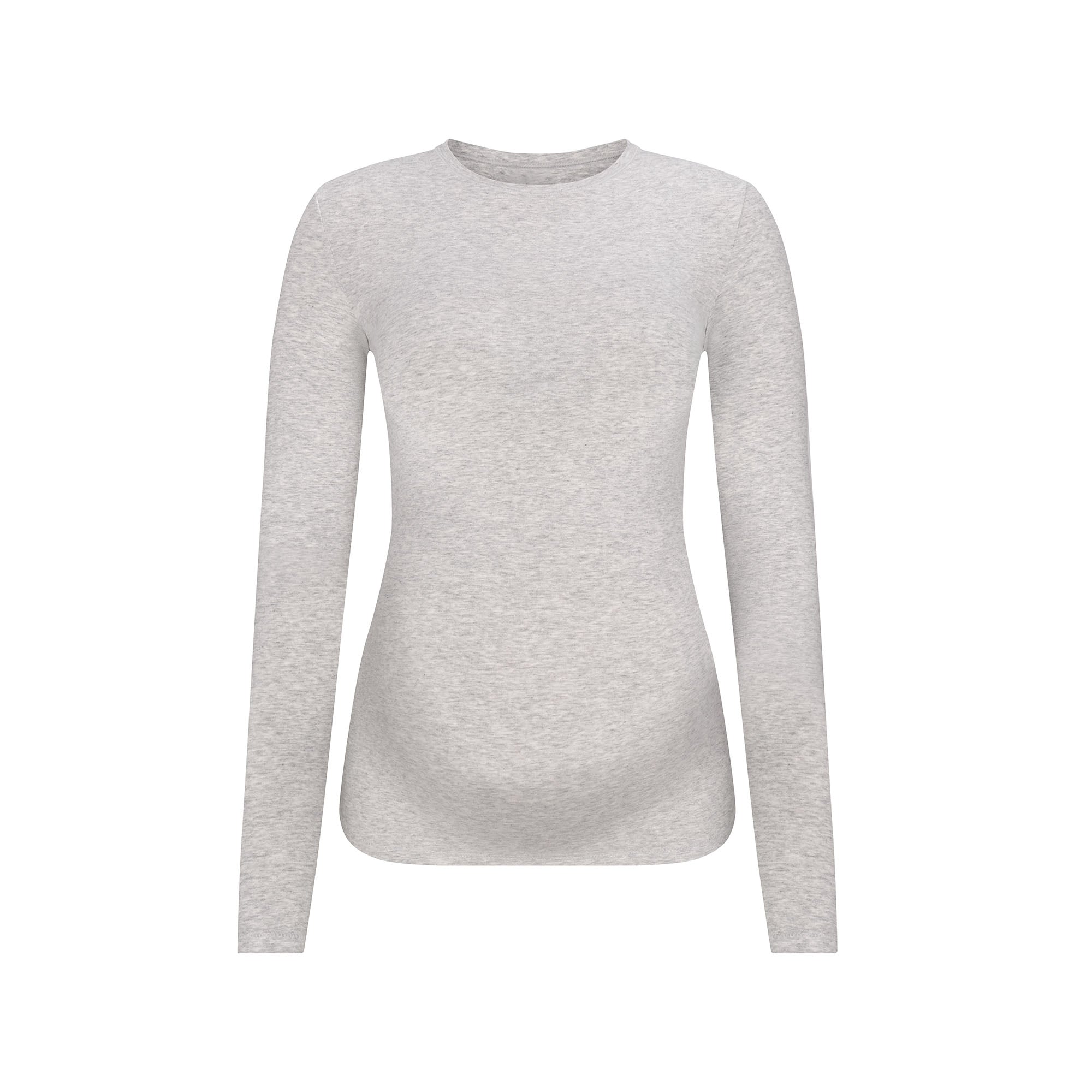 SKIMS COTTON JERSEY MATERNITY LONG SLEEVE T-SHIRT | LIGHT HEATHER GREY - Mind Türkiye