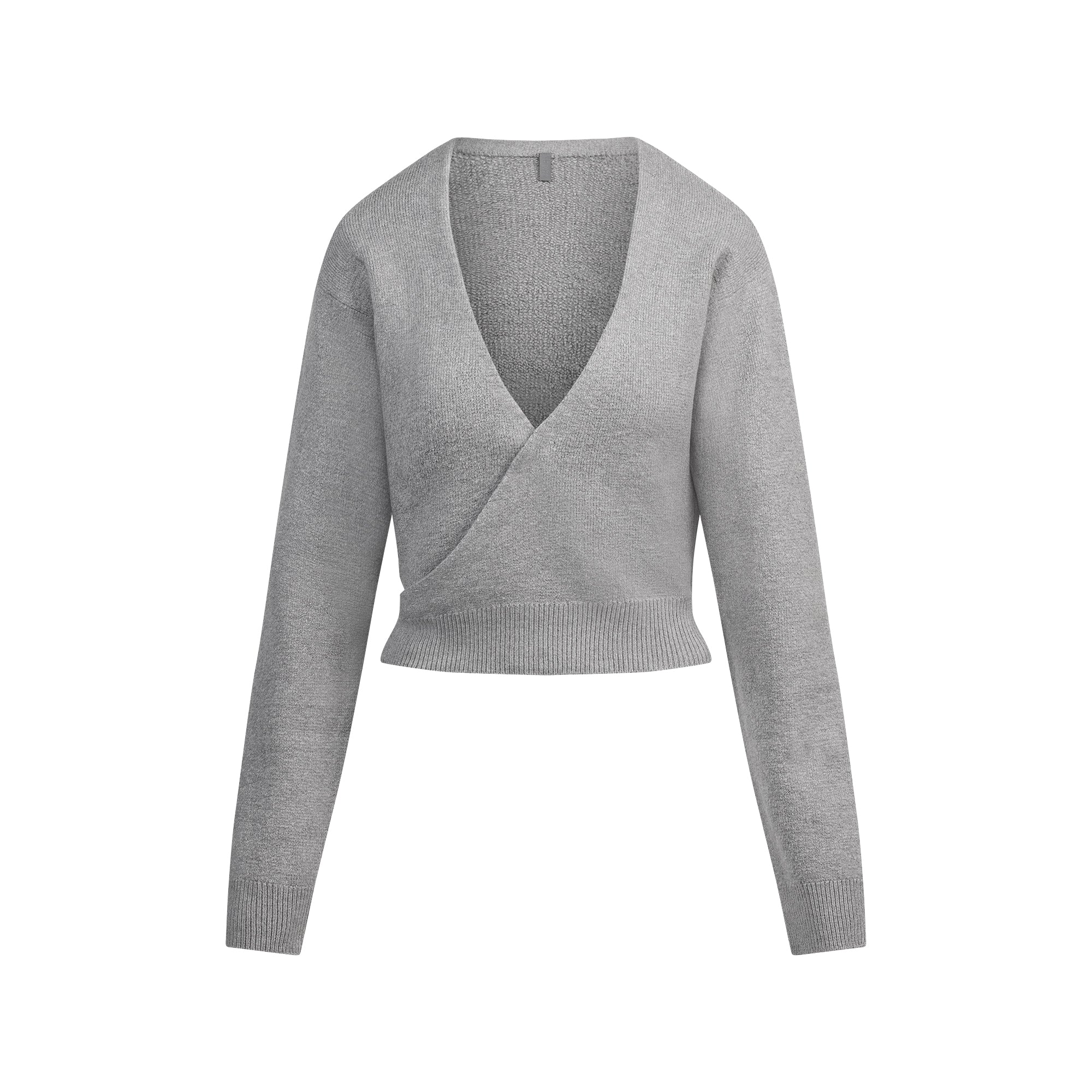 SKIMS TEXTURED KNIT WRAP SWEATER | DARK HEATHER GREY