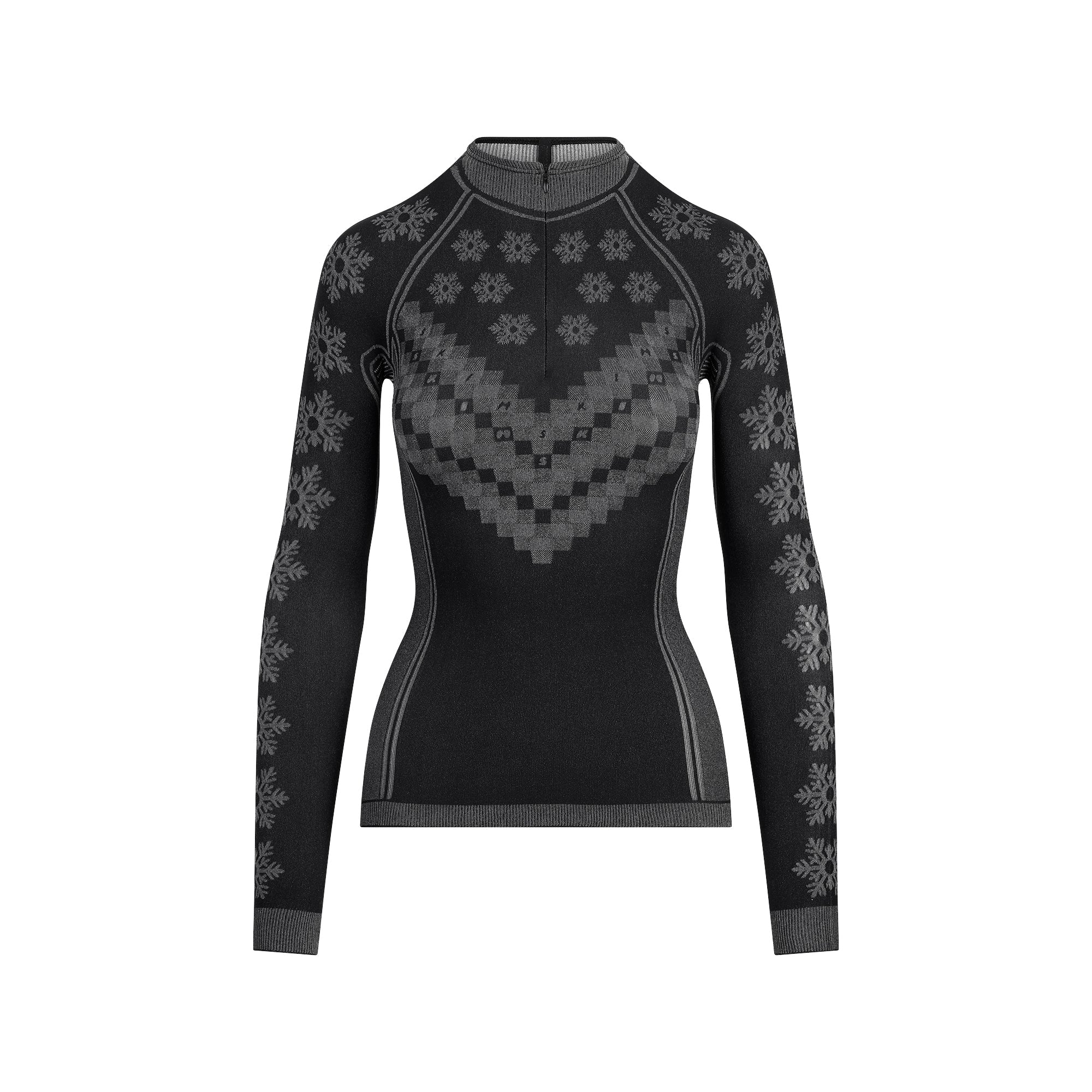 SKIMS FIRST LAYERS HALF ZIP LONG SLEEVE | OBSIDIAN WINTER FAIR ISLE - Mind Türkiye