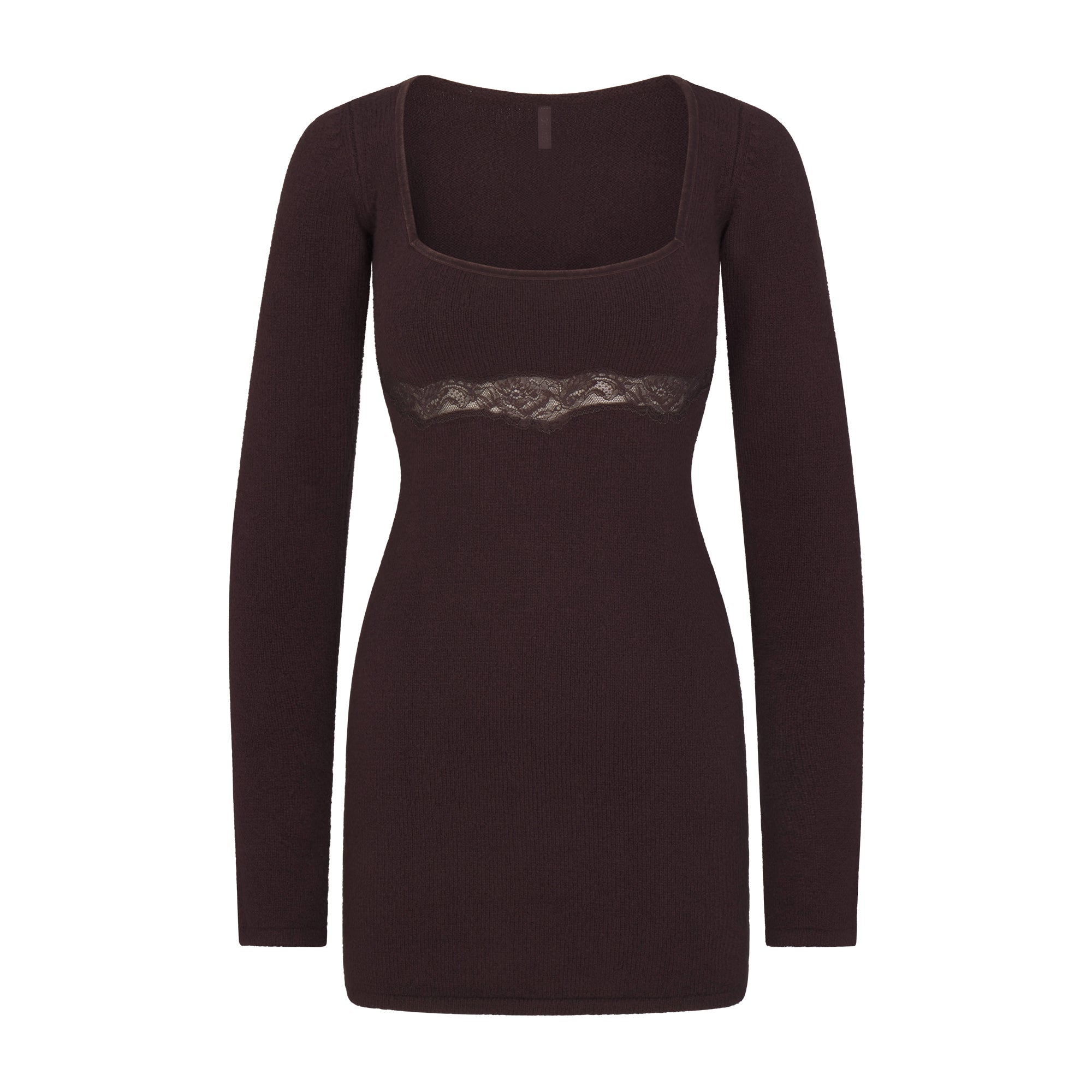 SKIMS LACE KNIT LONG SLEEVE MINI DRESS | PHOENIX