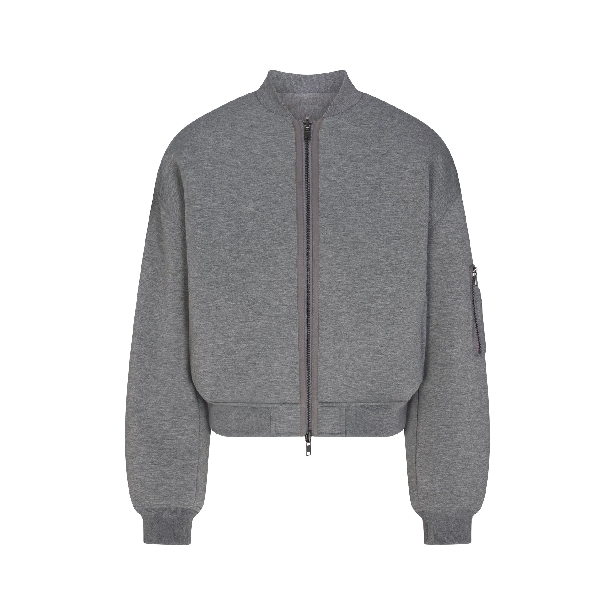 SKIMS NEOPRENE OUTERWEAR REVERSIBLE BOMBER JACKET | DARK HEATHER GREY - Mind Türkiye