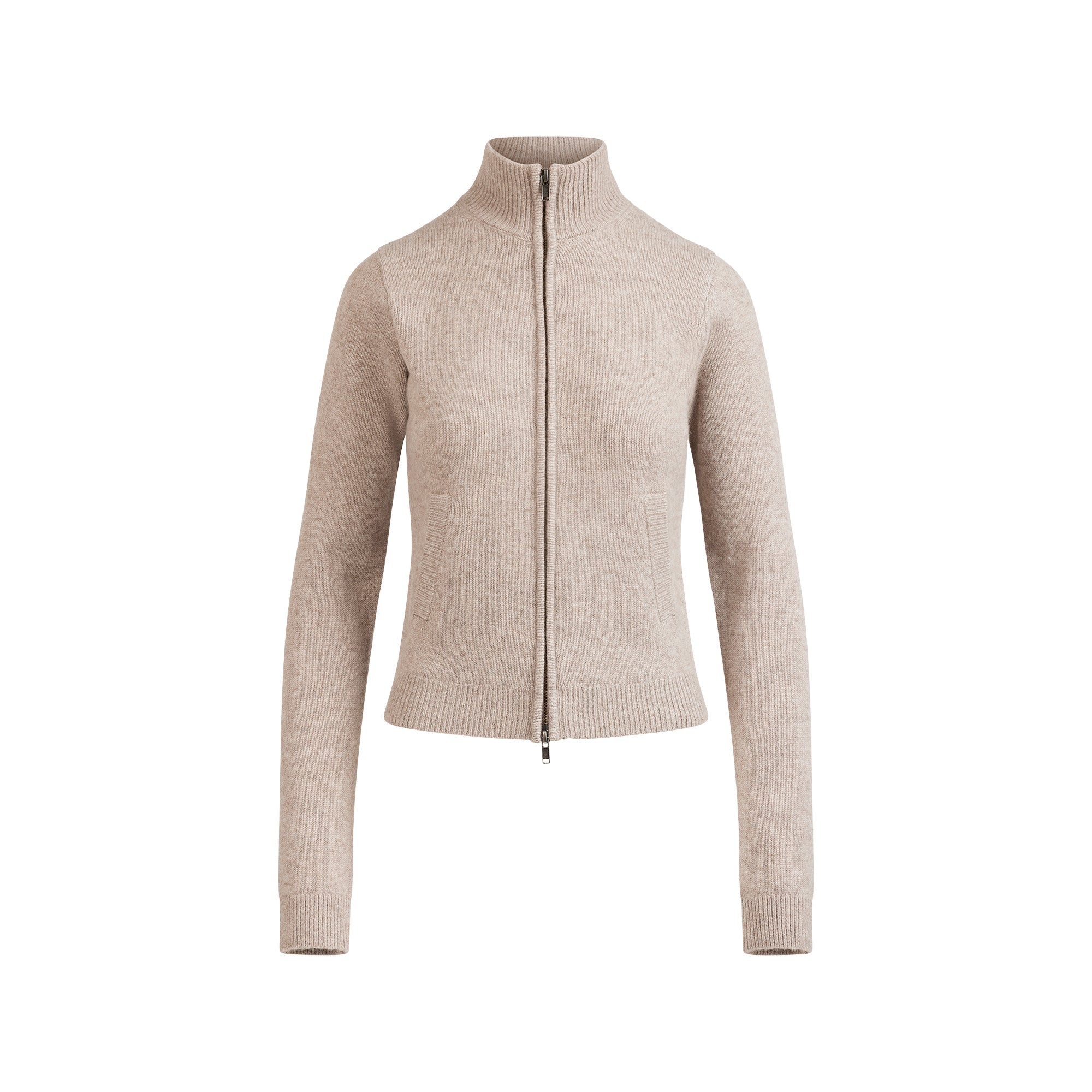 SKIMS WOOL CASHMERE ZIP UP MOCK NECK SWEATER | LINEN - Mind Türkiye