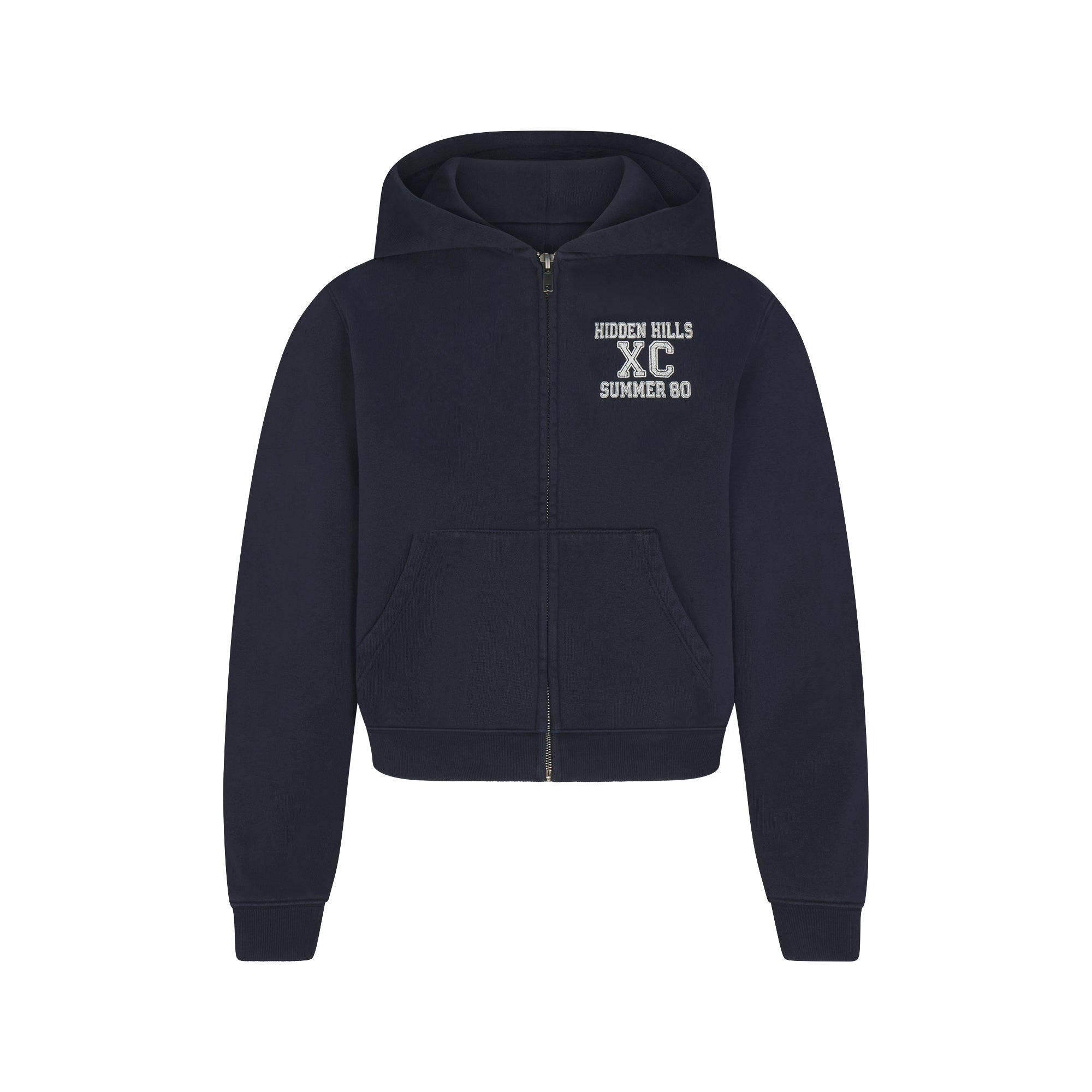SKIMS BOYFRIEND FLEECE ZIP UP HOODIE | NAVY HIDDEN HILLS - Mind Türkiye