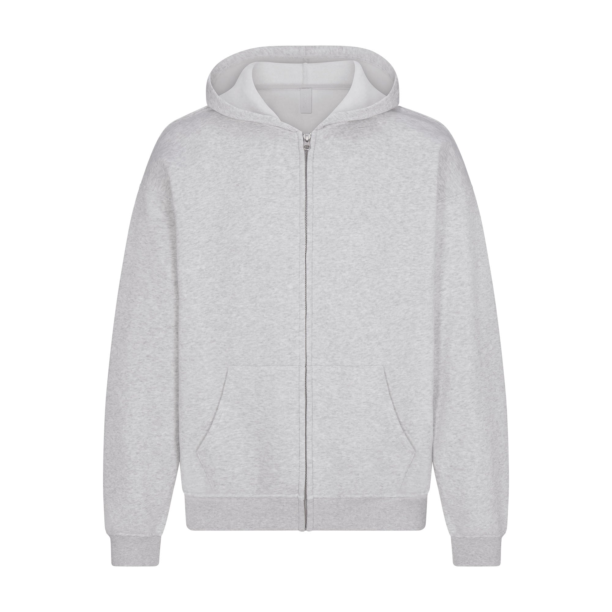 SKIMS FLEECE LOUNGE MENS RELAXED ZIP UP HOODIE | LIGHT HEATHER GREY - Mind Türkiye