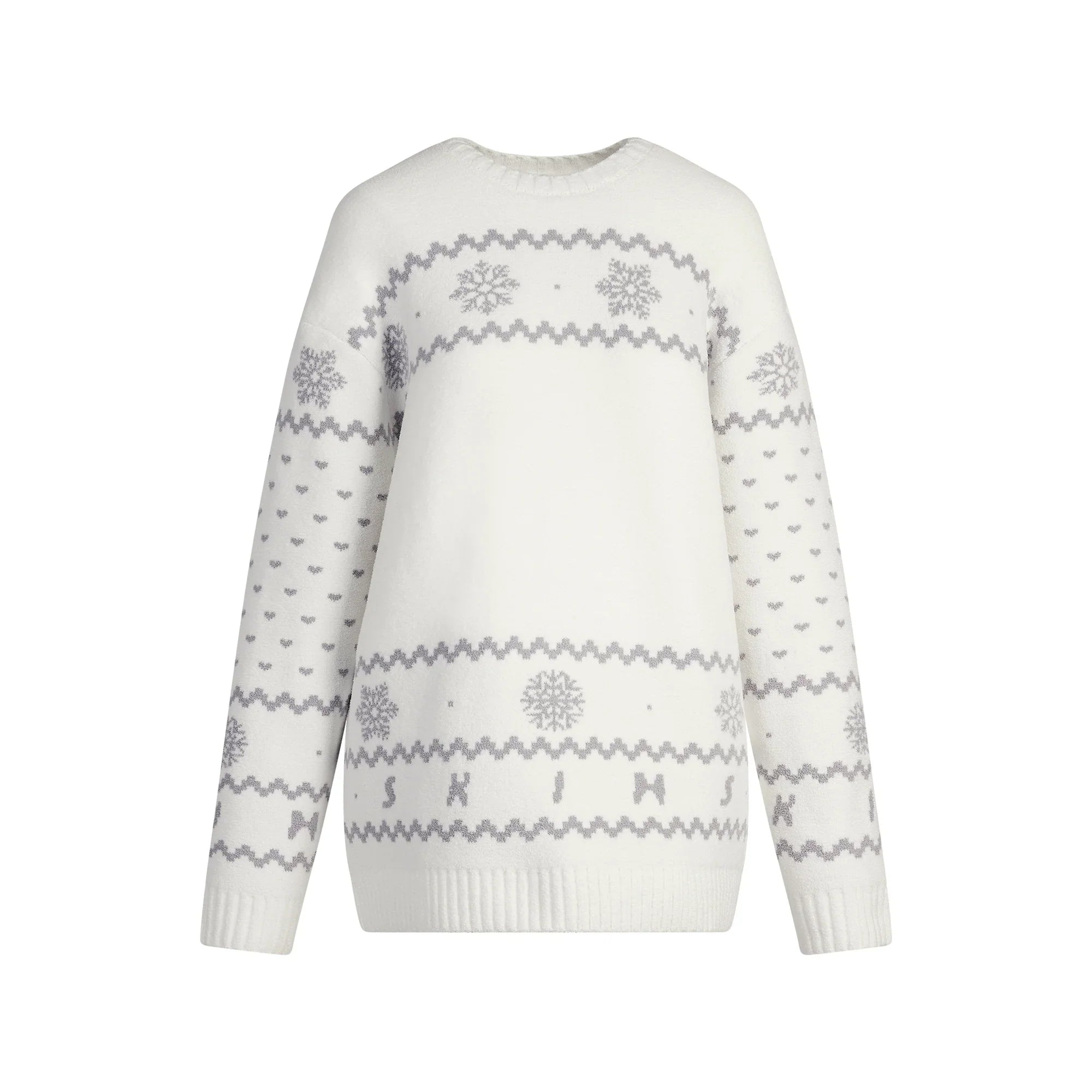 SKIMS COZY LIGHT CREWNECK PULLOVER | MARBLE HEART FAIR ISLE